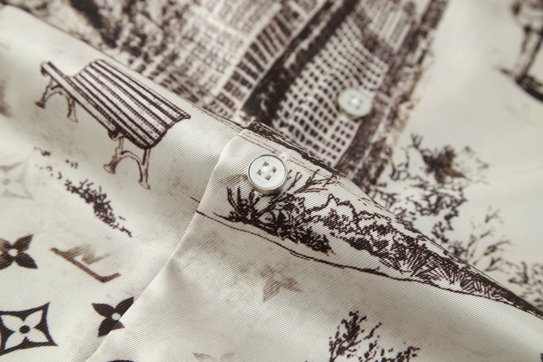 LOUIS VUITTON 路易威登 公园印花蚕丝衬衫 外套 卡其色 A5 1AGJN1
