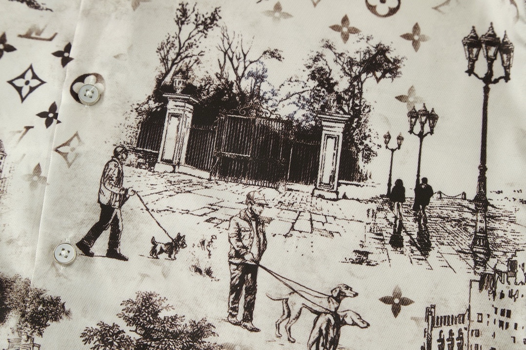 LOUIS VUITTON 路易威登 公园印花蚕丝衬衫 外套 卡其色 A5 1AGJN1