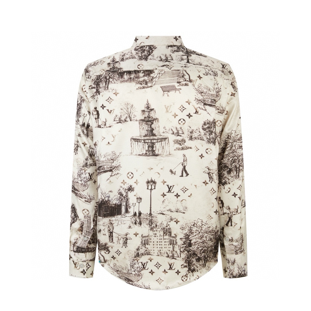 LOUIS VUITTON 路易威登 公园印花蚕丝衬衫 外套 卡其色 A5 1AGJN1