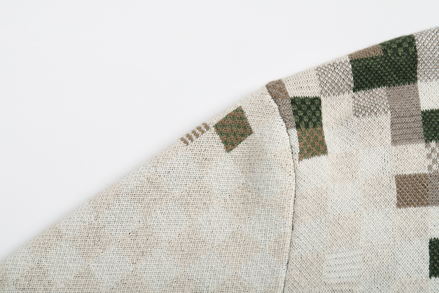 LOUIS VUITTON 路易威登 棋盘格马赛克刺绣字母logo圆领毛衣 外套 长袖 浅咖色 B0 1AGKFG