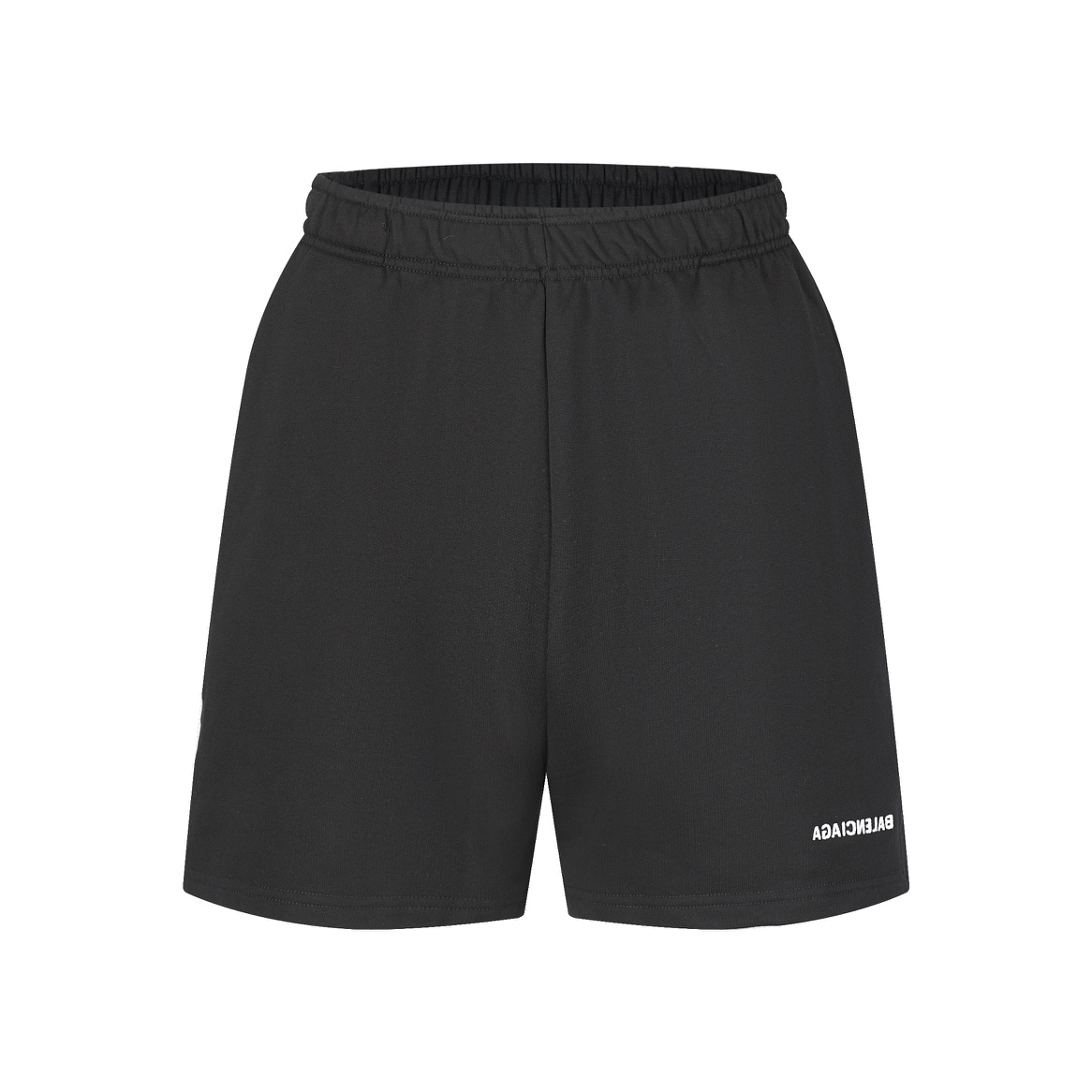 Balenciaga 巴黎世家 镜像刺绣字母logo松紧腰运动裤 短裤 裤子 休闲裤 黑色 A2 