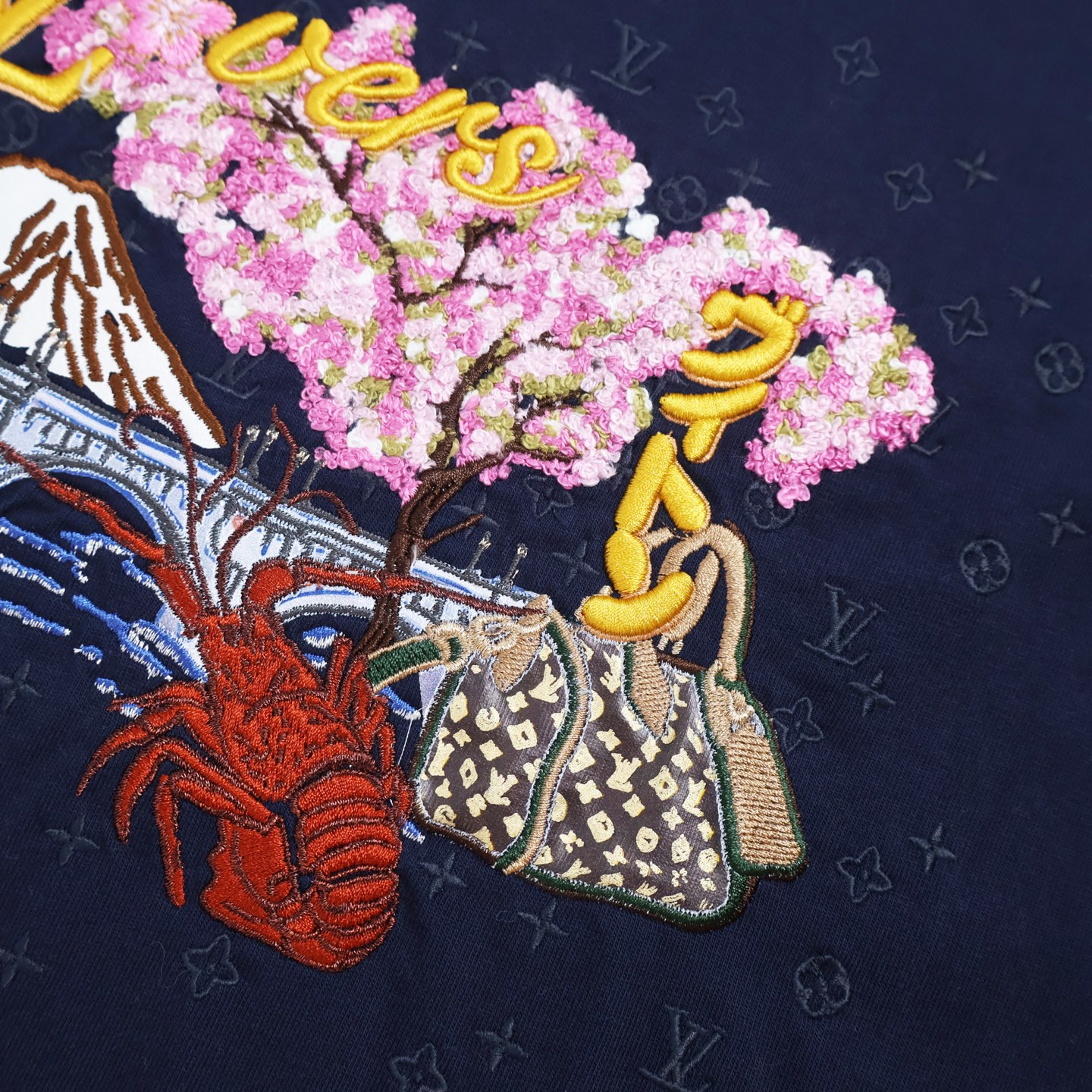 LOUIS VUITTON 路易威登 LV Nigo联名款 龙虾图案字母刺绣T恤 短袖 白色 蓝色 A5 1AIMKT