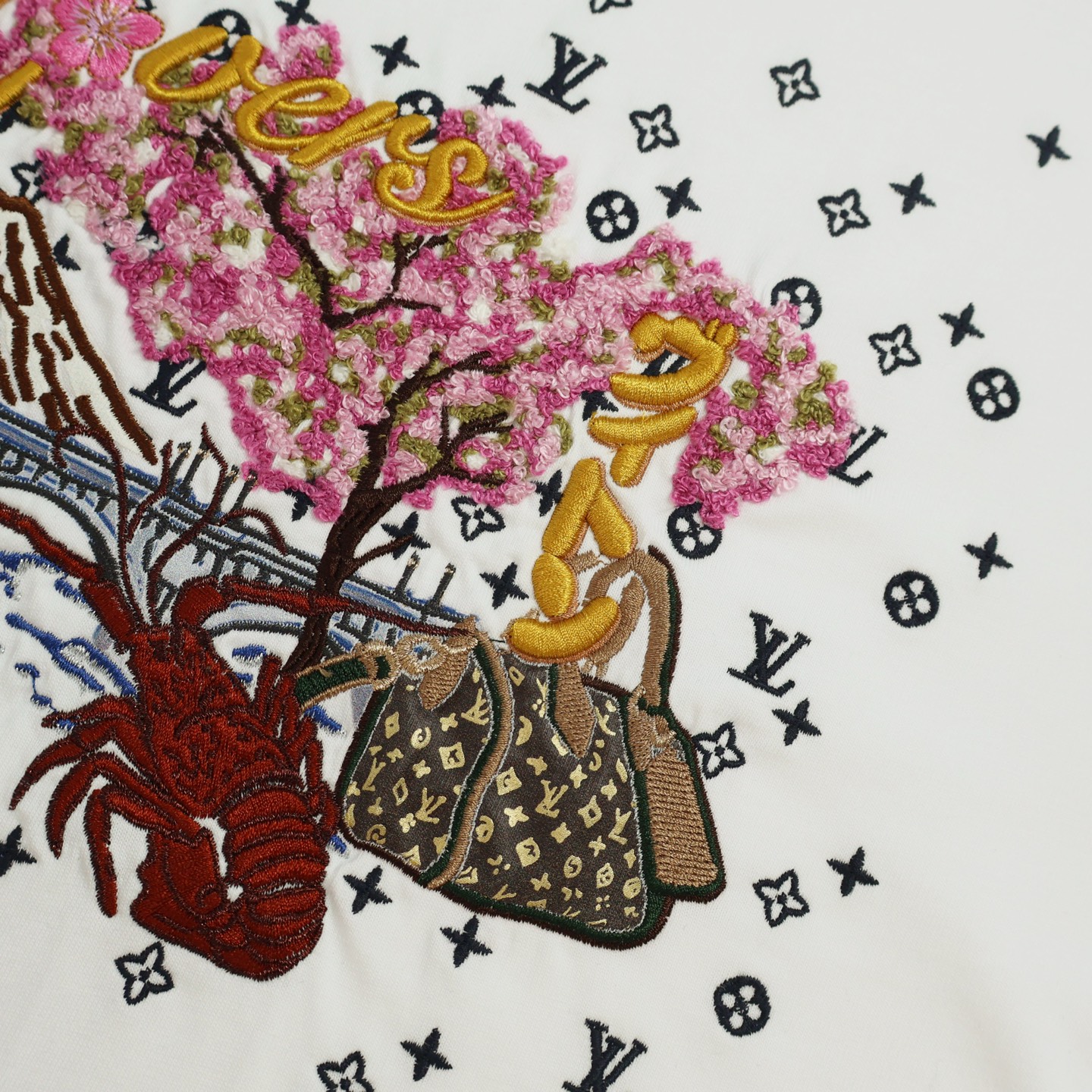 LOUIS VUITTON 路易威登 LV Nigo联名款 龙虾图案字母刺绣T恤 短袖 白色 蓝色 A5 1AIMKT