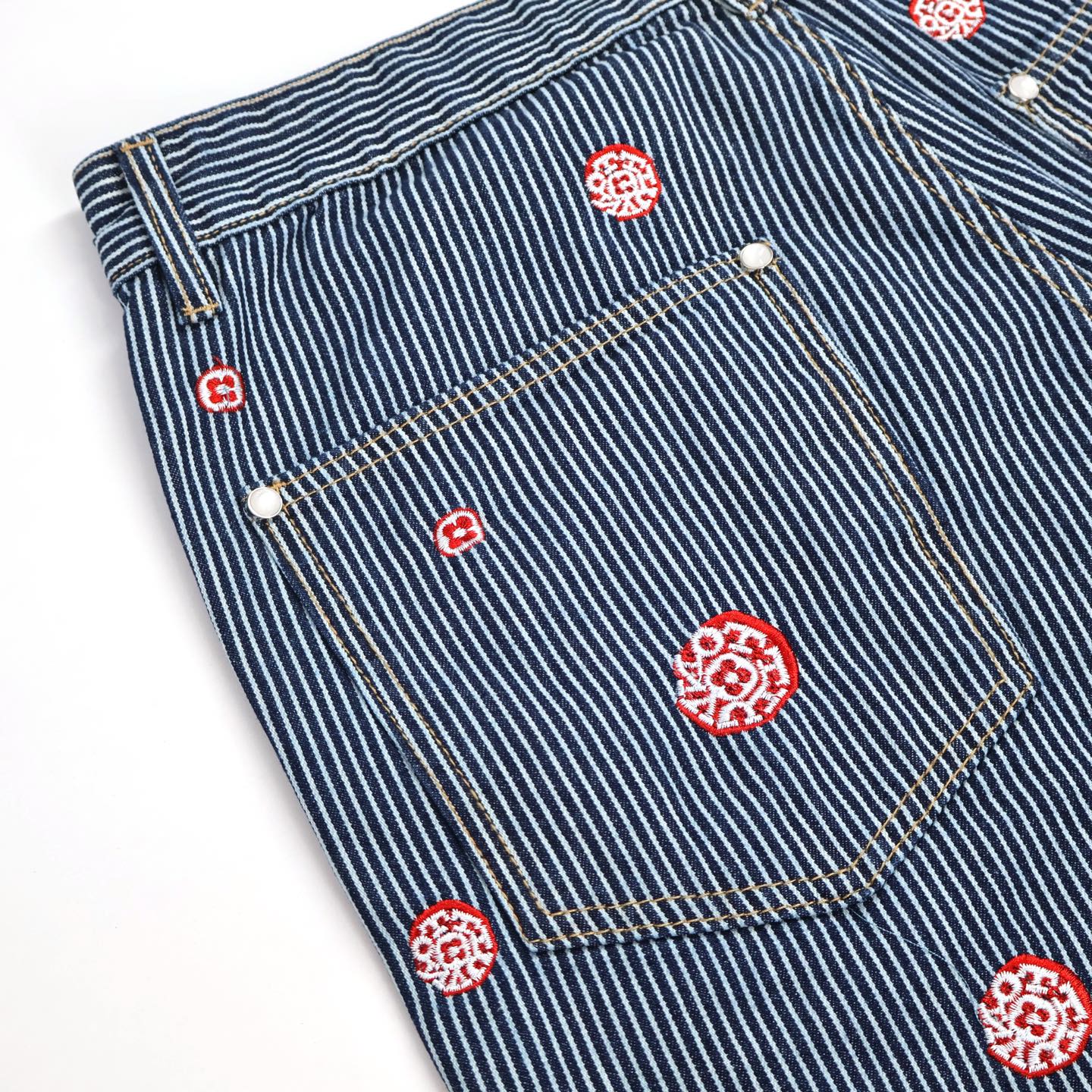 LOUIS VUITTON 路易威登 LV 樱花刺绣牛仔裤 裤子 长裤 蓝色 B0 