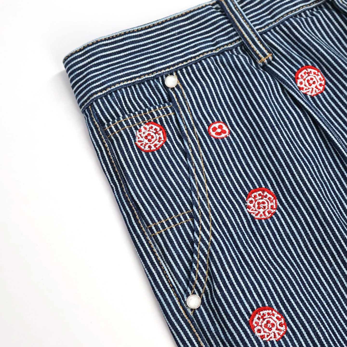 LOUIS VUITTON 路易威登 LV 樱花刺绣牛仔裤 裤子 长裤 蓝色 B0 