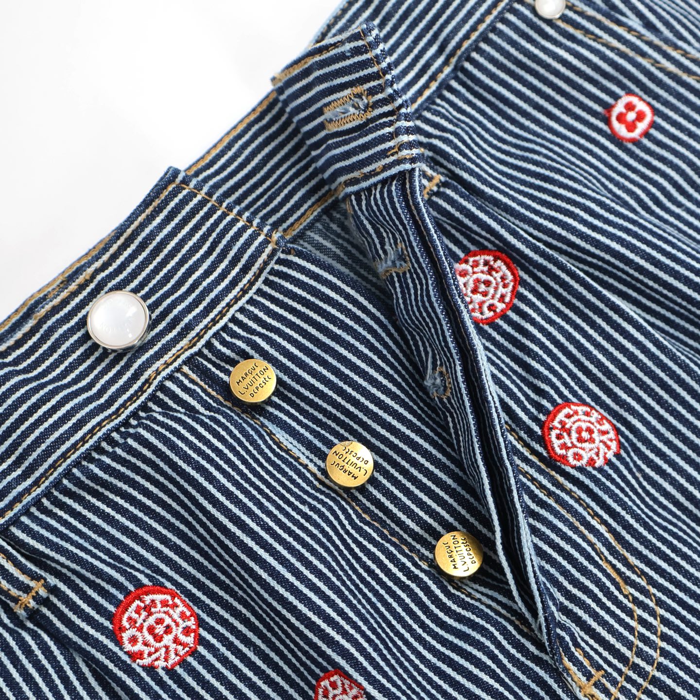 LOUIS VUITTON 路易威登 LV 樱花刺绣牛仔裤 裤子 长裤 蓝色 B0 