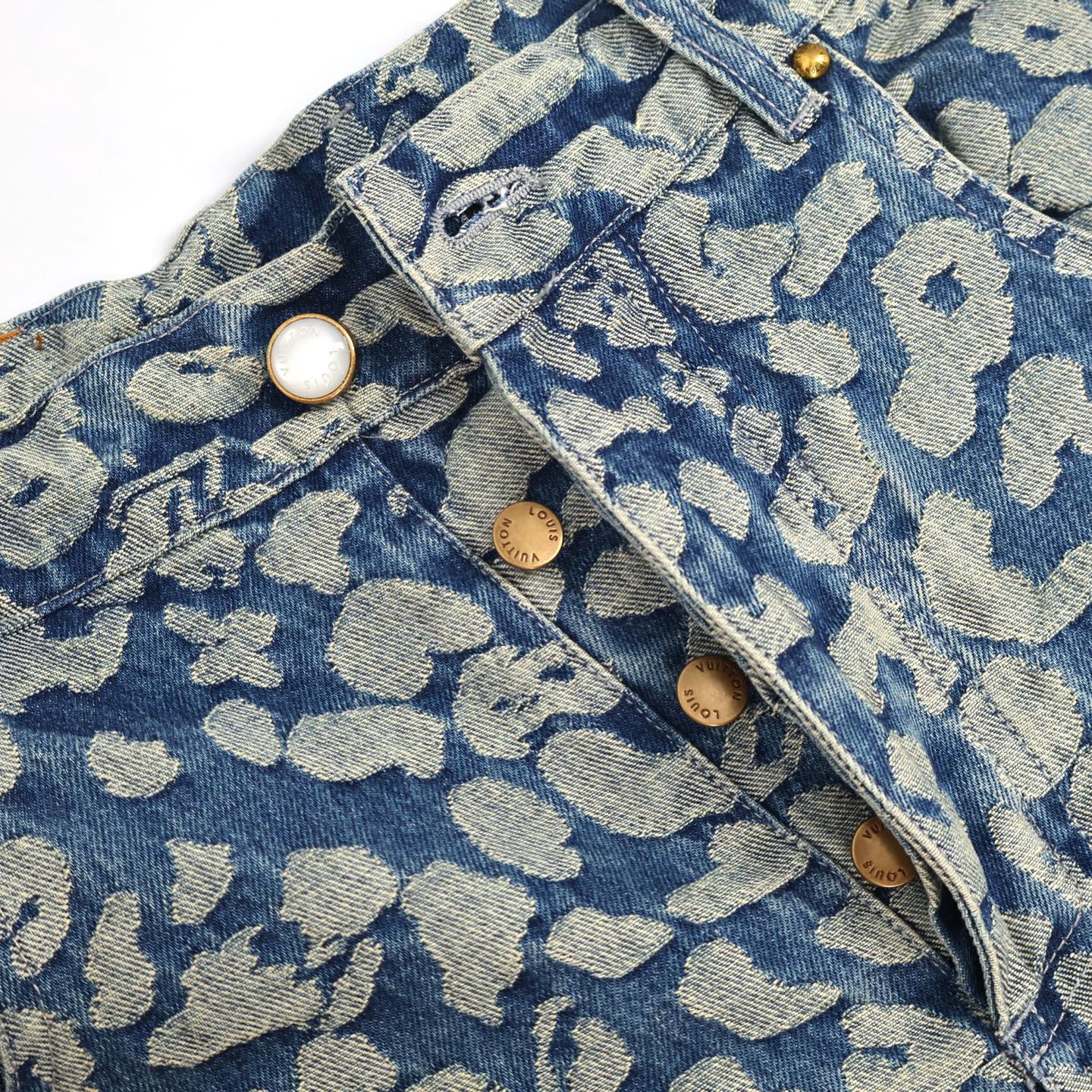 LOUIS VUITTON 路易威登 LV Nigo 联名款 满印牛仔裤 裤子 长裤 蓝色 B0 1AILS3