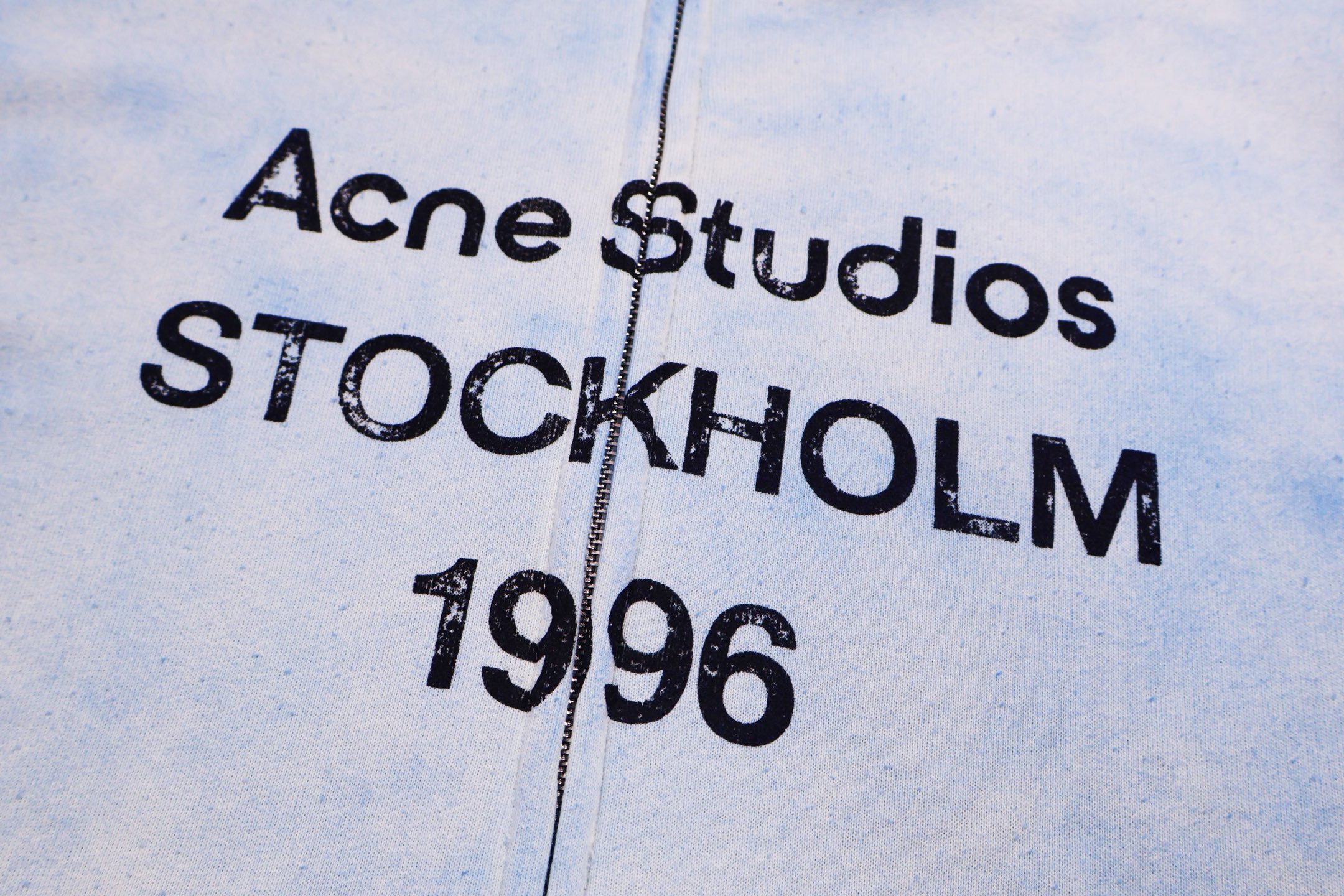 Acne Studios 做旧水洗字母logo印花拉链卫衣 夹克 外套 长袖 蓝色 黑色 B0 CI0189