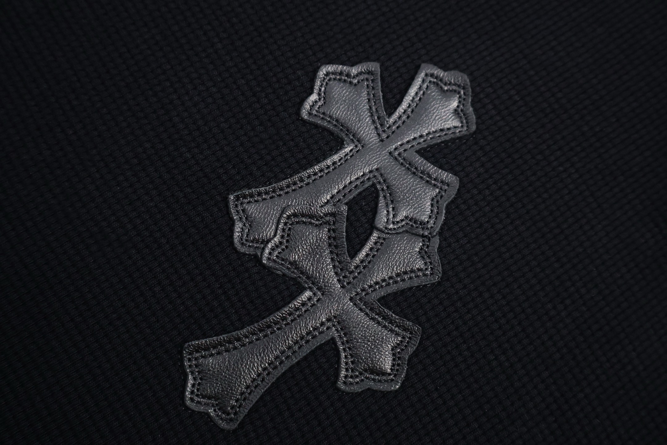 Chrome Hearts 克罗心 亨利领十字架贴标华夫格T恤 卫衣 长袖 灰色 黑色 A5 