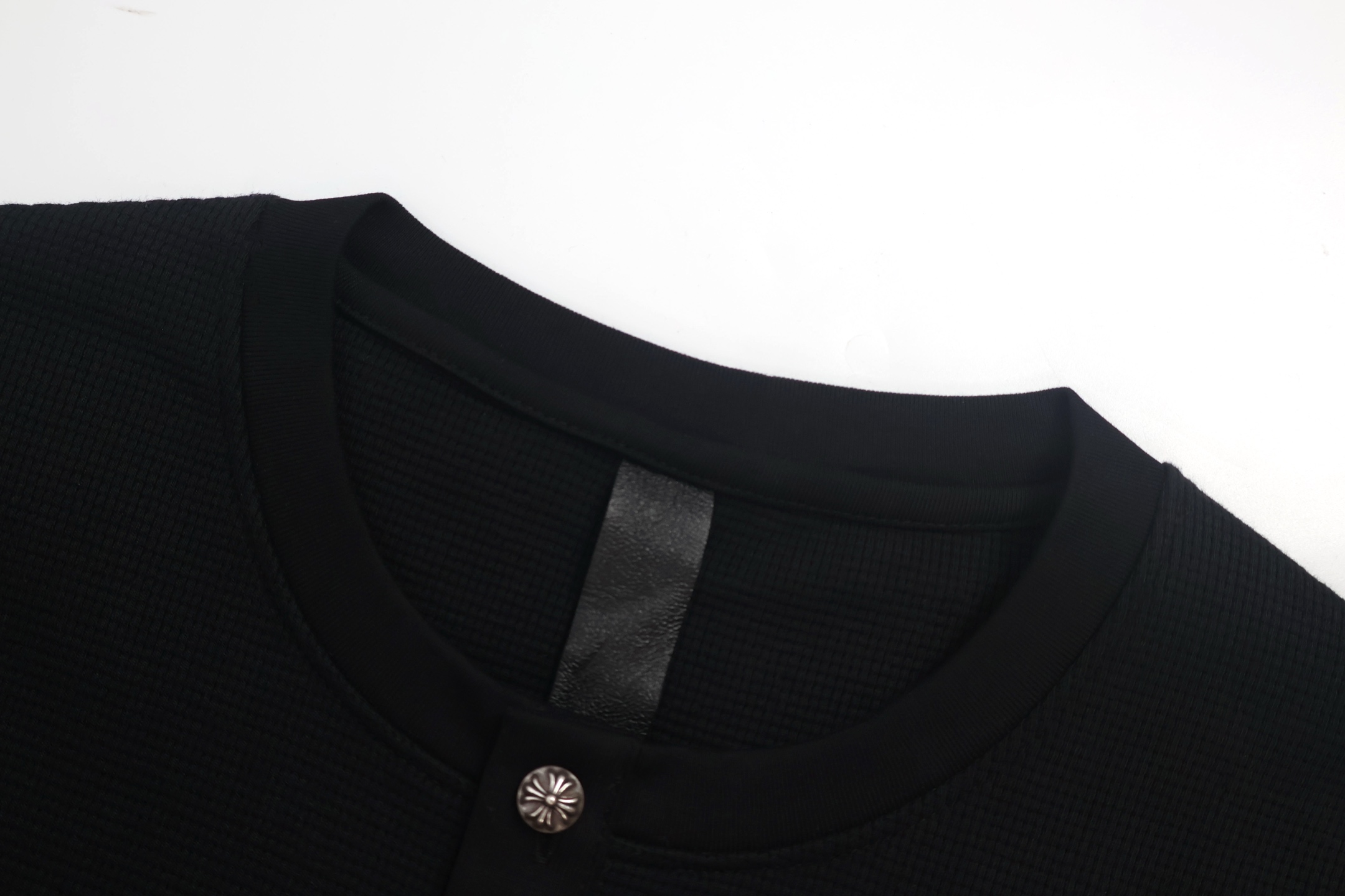 Chrome Hearts 克罗心 亨利领十字架贴标华夫格T恤 卫衣 长袖 灰色 黑色 A5 