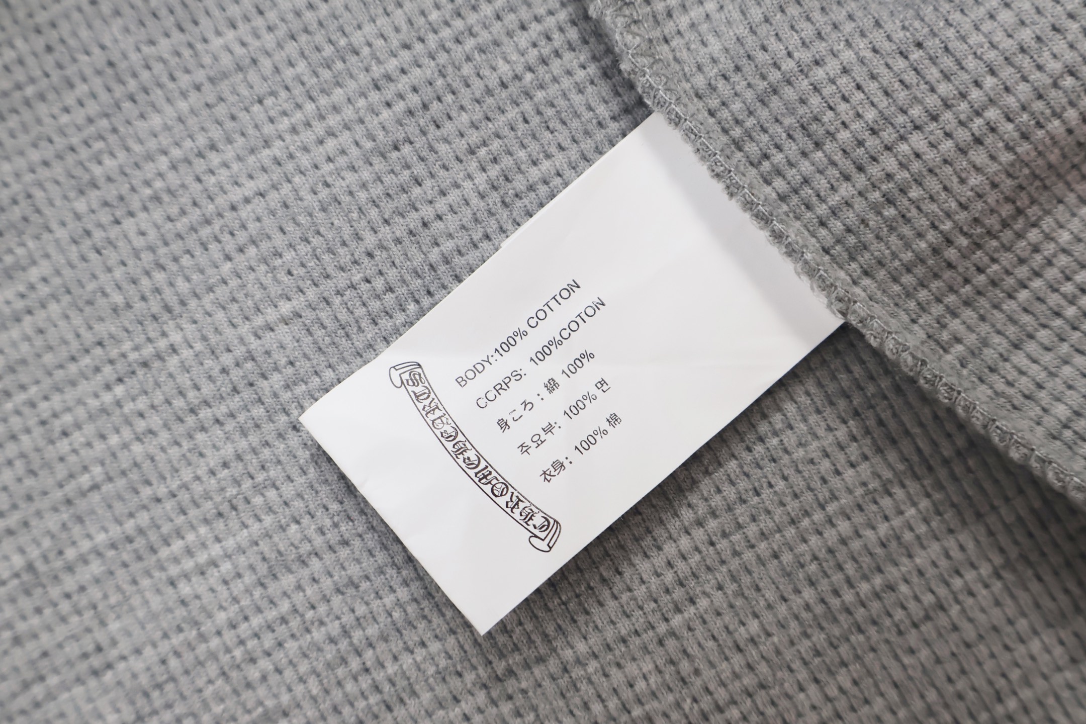 Chrome Hearts 克罗心 亨利领梵文华夫格T恤 卫衣 长袖 灰色 黑色 A5 