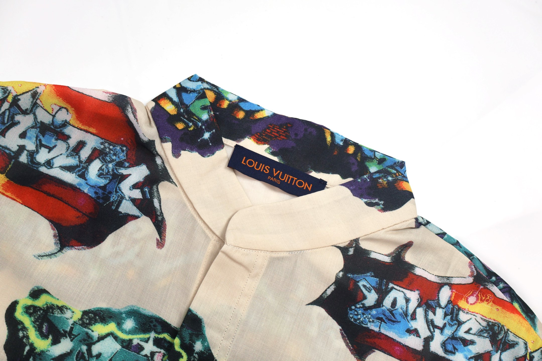 LOUIS VUITTON 路易威登 涂鸦图案睡衣式衬衫 外套 长袖 米色 A5 1AA4PW