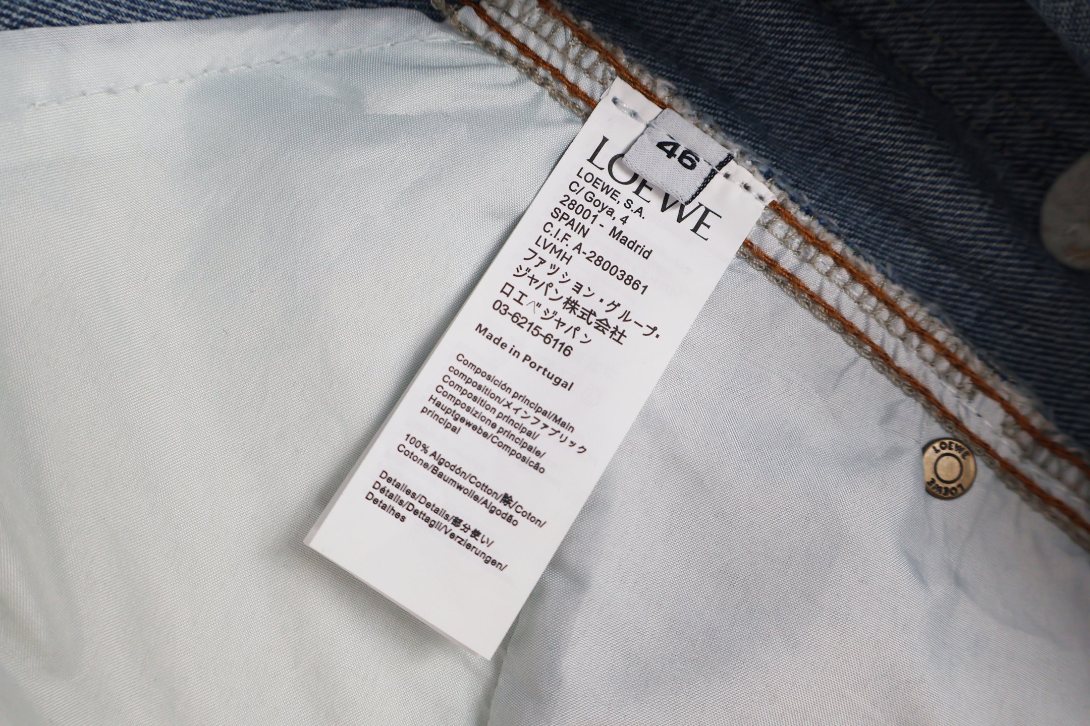 Loewe 罗意威 膝盖logo徽标印花图案牛仔裤 长裤 裤子 蓝色 B0 H526Y11W60-5475