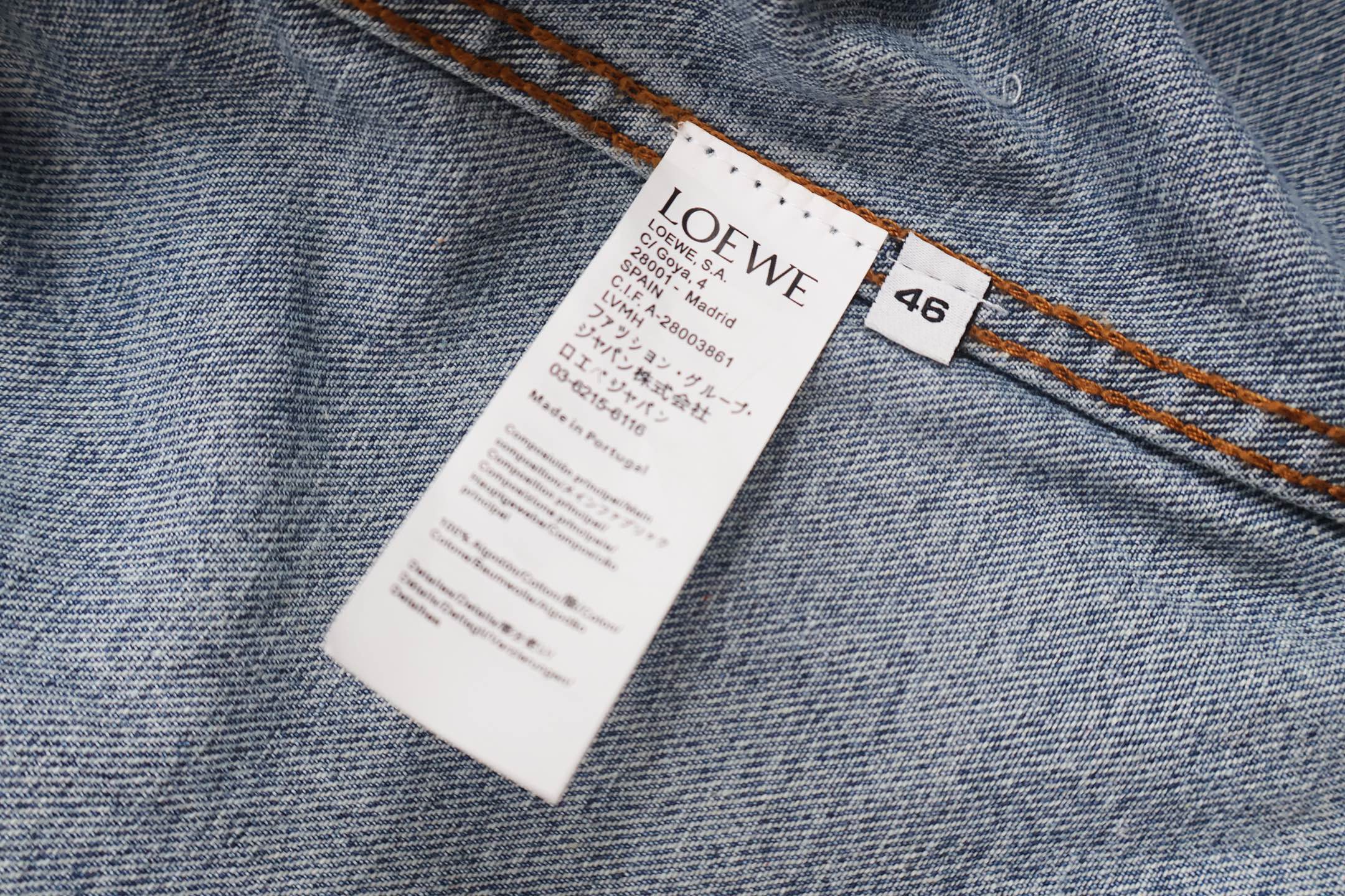 LOEWE 罗意威 袖子Logo徽标印花牛仔外套 夹克 长袖 蓝色 C0 H526Y50W07-5475