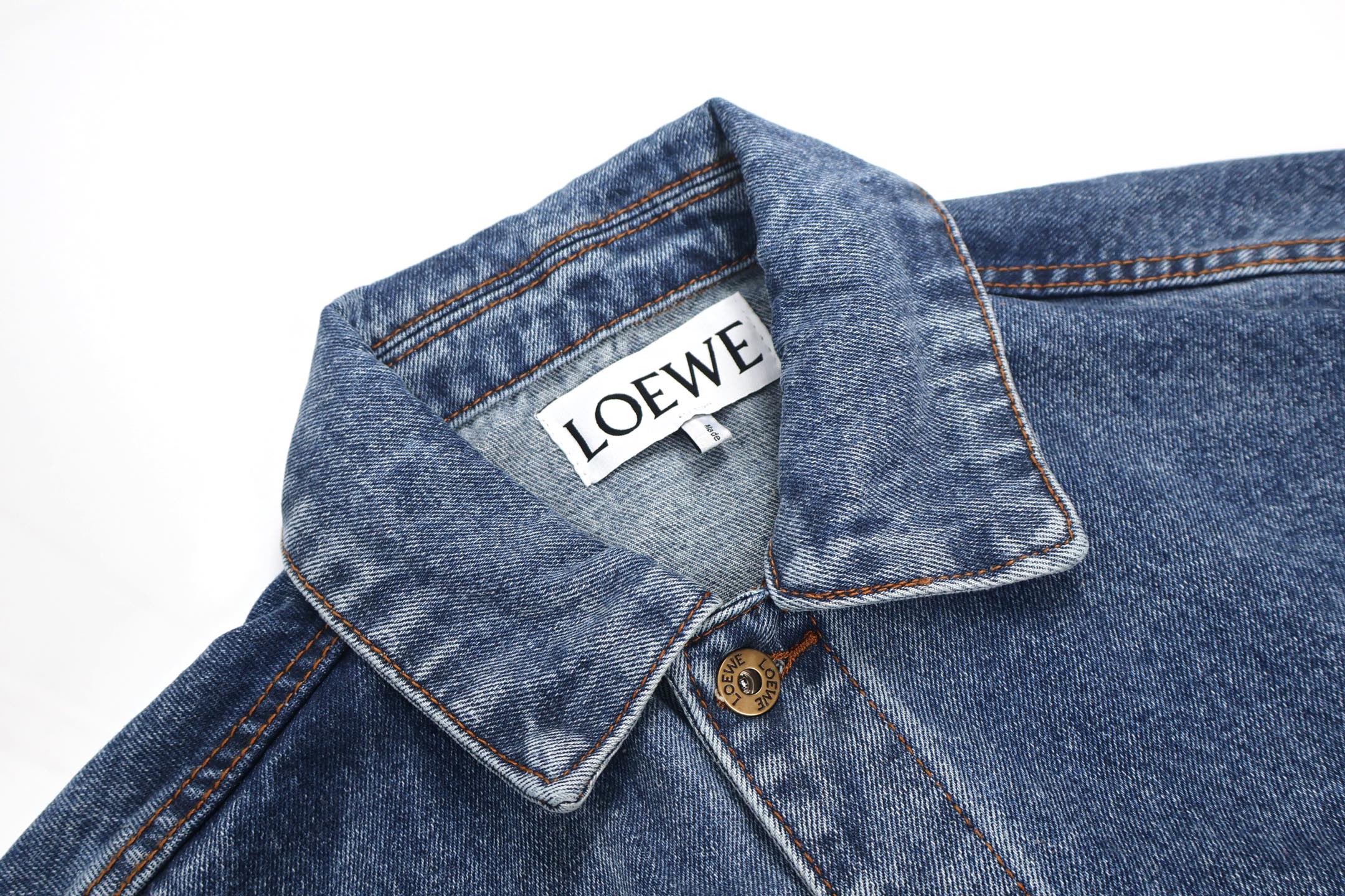 LOEWE 罗意威 袖子Logo徽标印花牛仔外套 夹克 长袖 蓝色 C0 H526Y50W07-5475