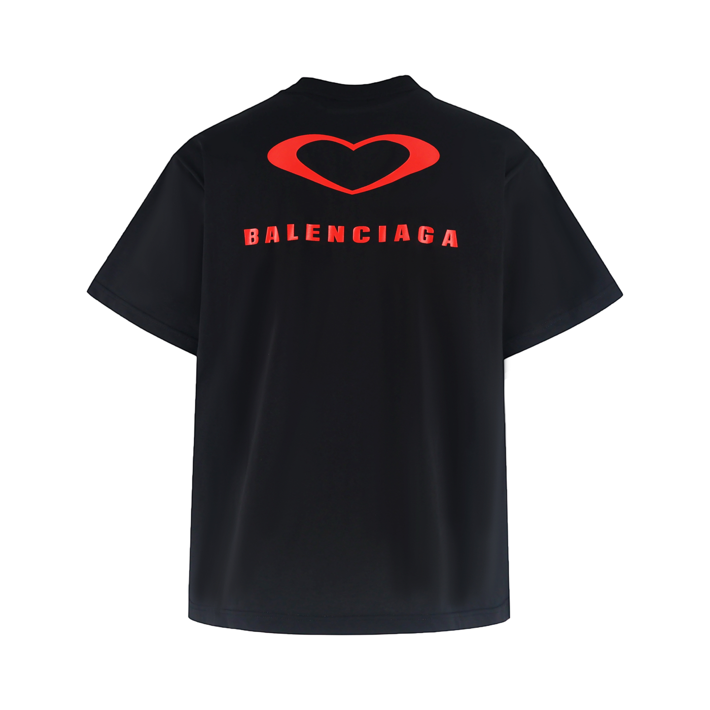 Balenciaga 巴黎世家 七夕限定爱心字母logo印花短袖 T恤 圆领 短款 夏季 黑色 白色 A2 764235TSVX71000