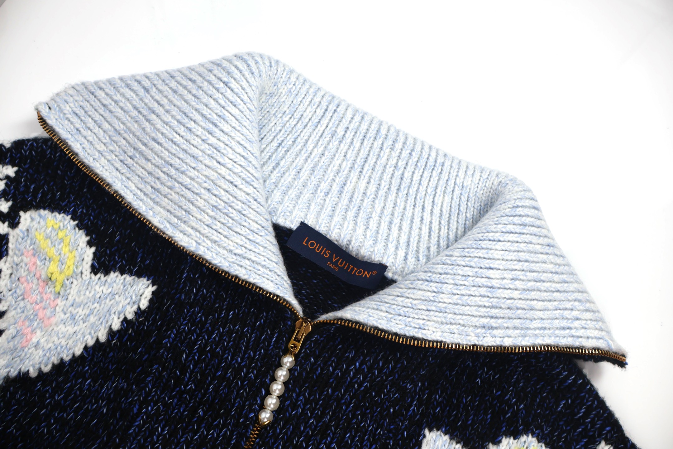 LOUIS VUITTON 路易威登 Nigo 联名款 双鱼图案拉链翻领毛衣 针织衫 外套 夹克 长袖 C0 1AIMAY