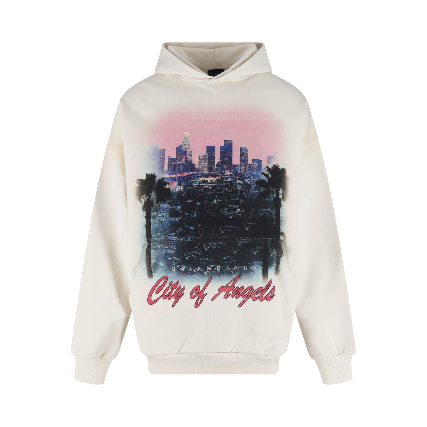 Balenciaga 巴黎世家 夜景泥染字母logo印花连帽卫衣 外套 长袖 黑色 白色 B0 767877TSVR31041