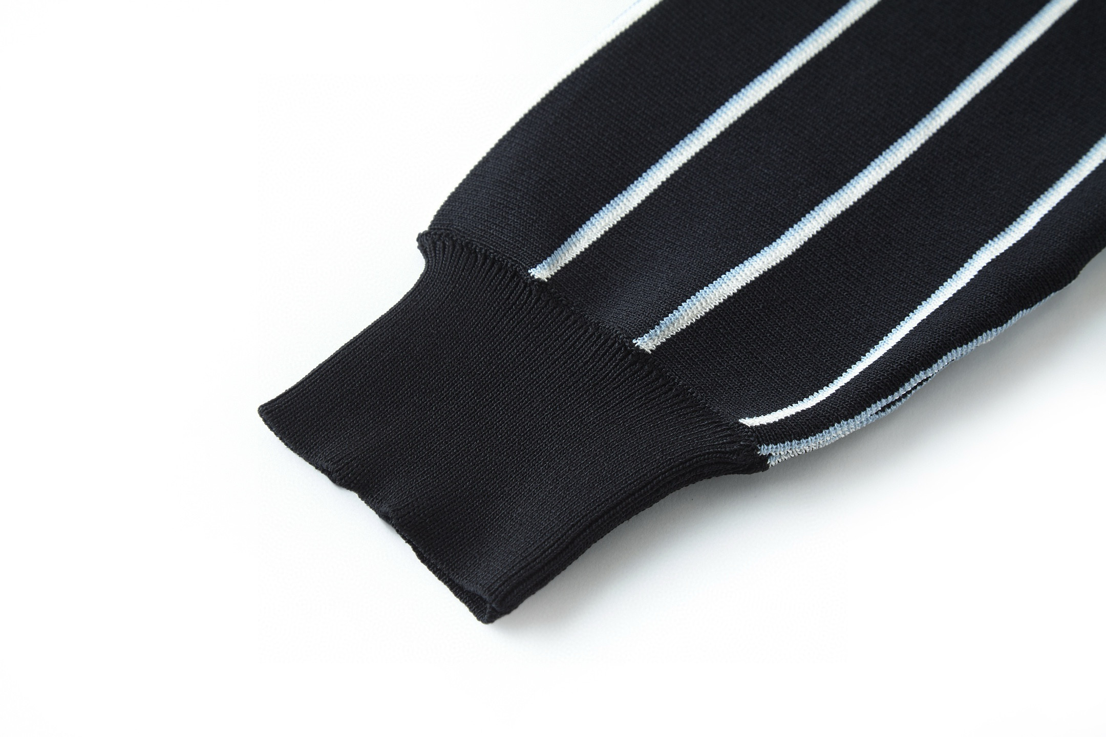 ]PRADA 普拉达 条纹刺绣logo徽标羊毛开衫 毛衣 长袖 外套 黑色 B0 UMG385-16EN-F0002-S-OOO