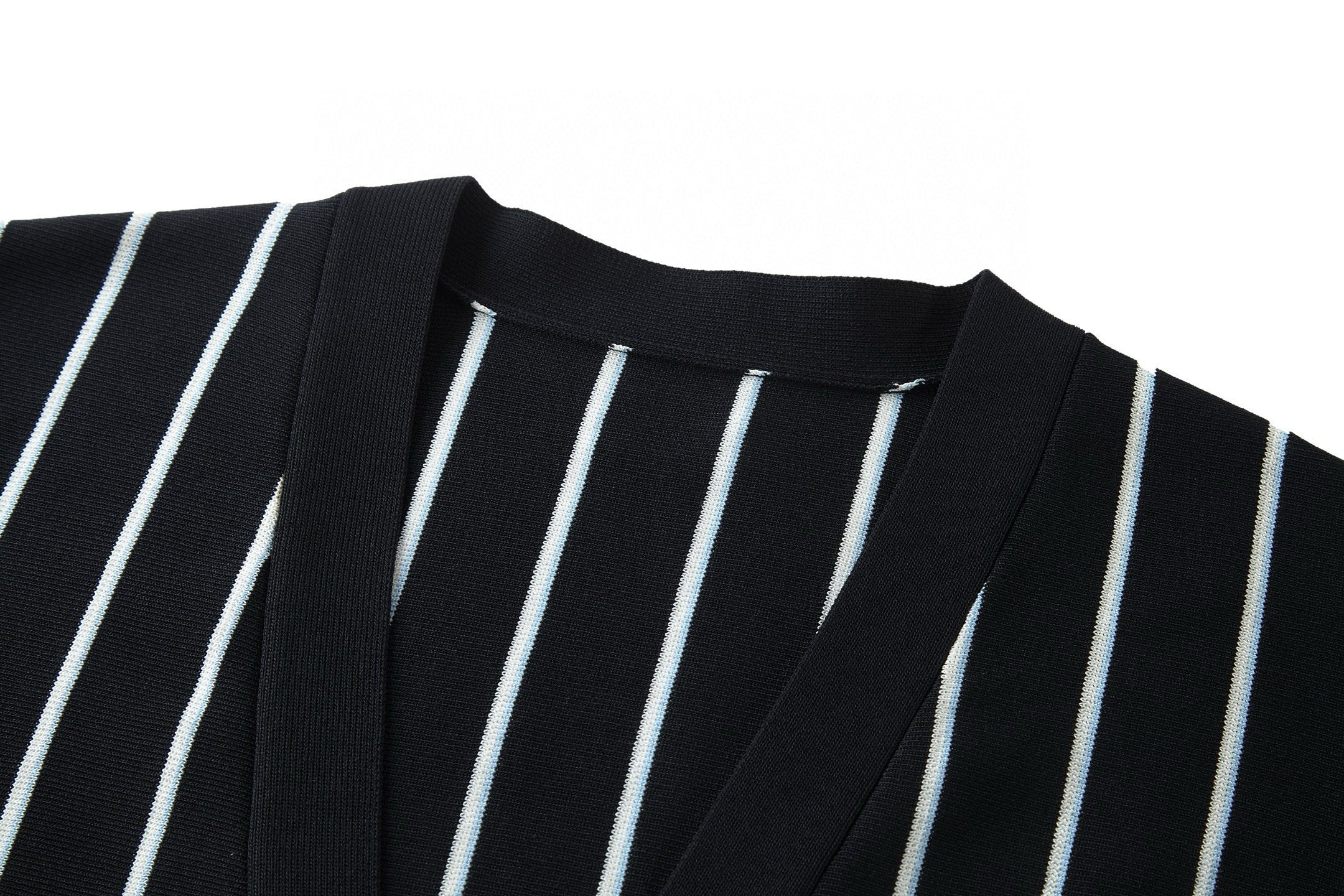 ]PRADA 普拉达 条纹刺绣logo徽标羊毛开衫 毛衣 长袖 外套 黑色 B0 UMG385-16EN-F0002-S-OOO