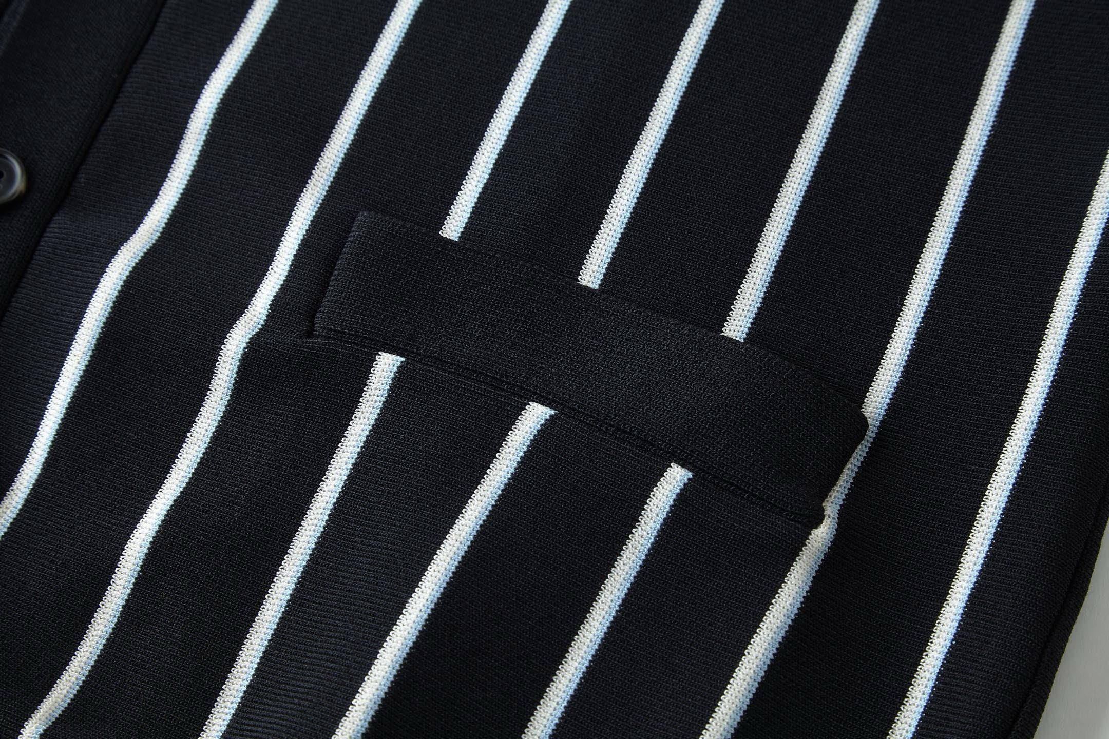 ]PRADA 普拉达 条纹刺绣logo徽标羊毛开衫 毛衣 长袖 外套 黑色 B0 UMG385-16EN-F0002-S-OOO