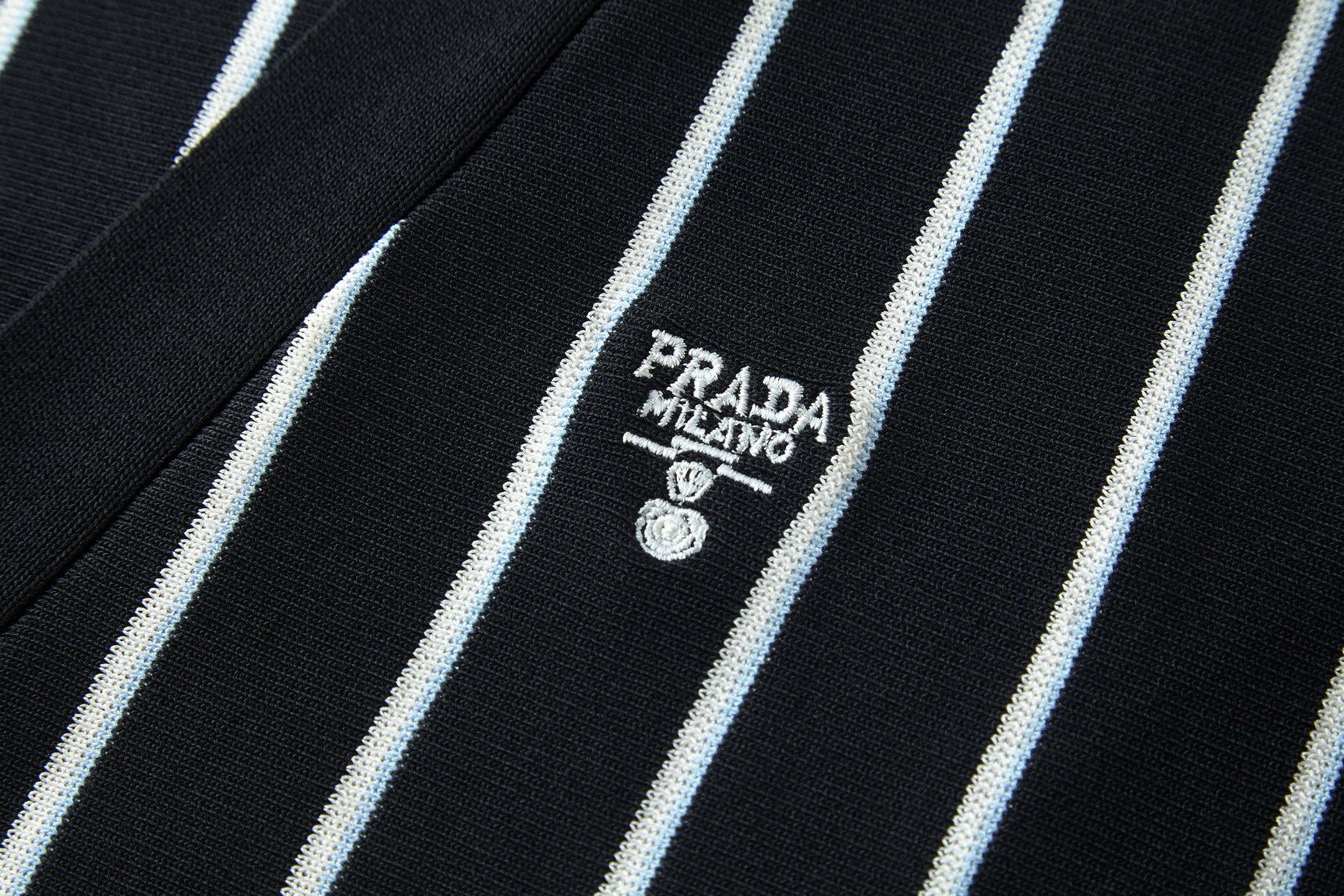 ]PRADA 普拉达 条纹刺绣logo徽标羊毛开衫 毛衣 长袖 外套 黑色 B0 UMG385-16EN-F0002-S-OOO