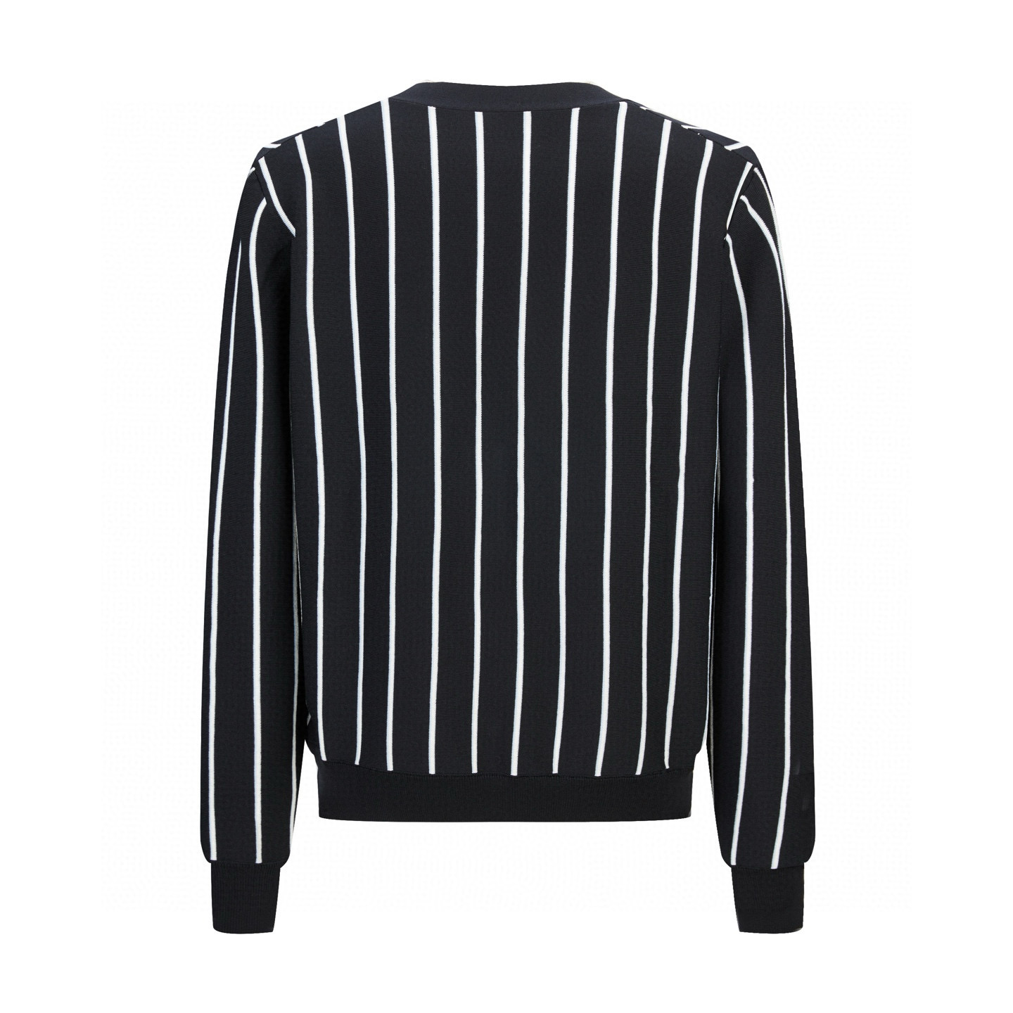 ]PRADA 普拉达 条纹刺绣logo徽标羊毛开衫 毛衣 长袖 外套 黑色 B0 UMG385-16EN-F0002-S-OOO