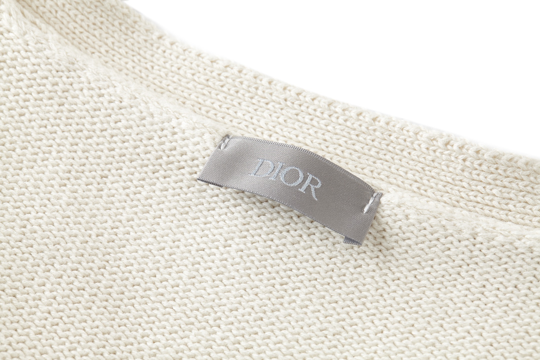DIOR 迪奥 字母logo刺绣V领针织衫 开衫 毛衣 秋冬 长袖 米白色 B0 583M219A3003-C085