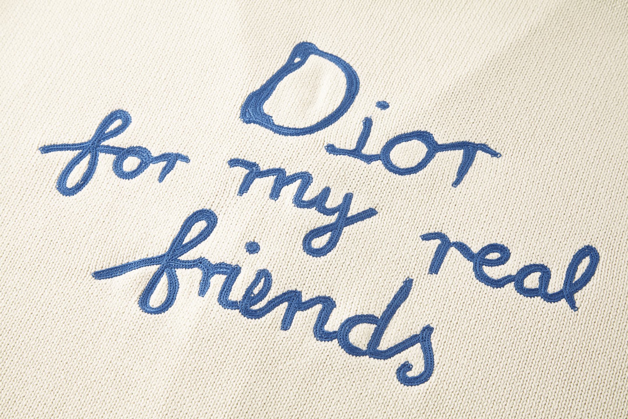 DIOR 迪奥 字母logo刺绣V领针织衫 开衫 毛衣 秋冬 长袖 米白色 B0 583M219A3003-C085