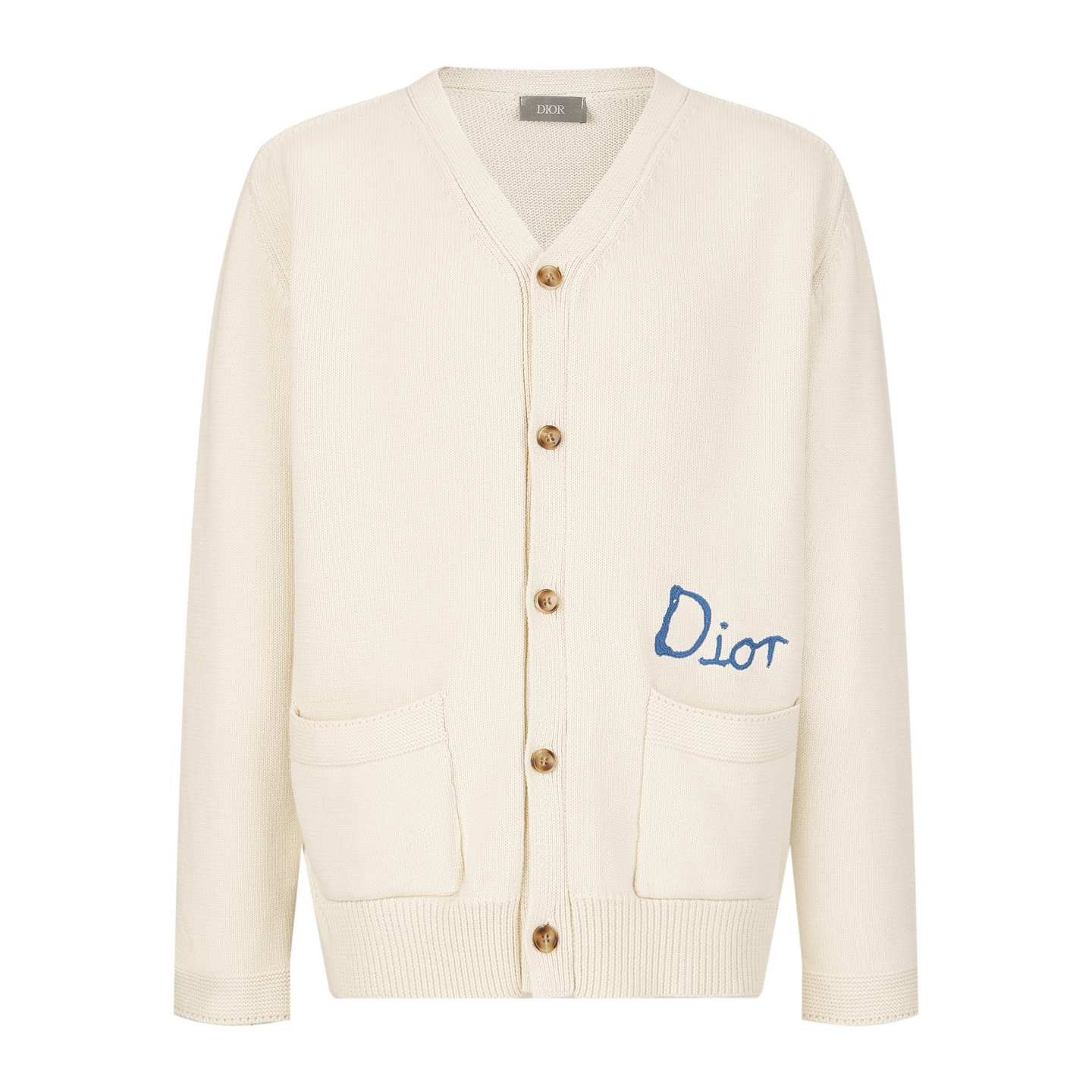 DIOR 迪奥 字母logo刺绣V领针织衫 开衫 毛衣 秋冬 长袖 米白色 B0 583M219A3003-C085