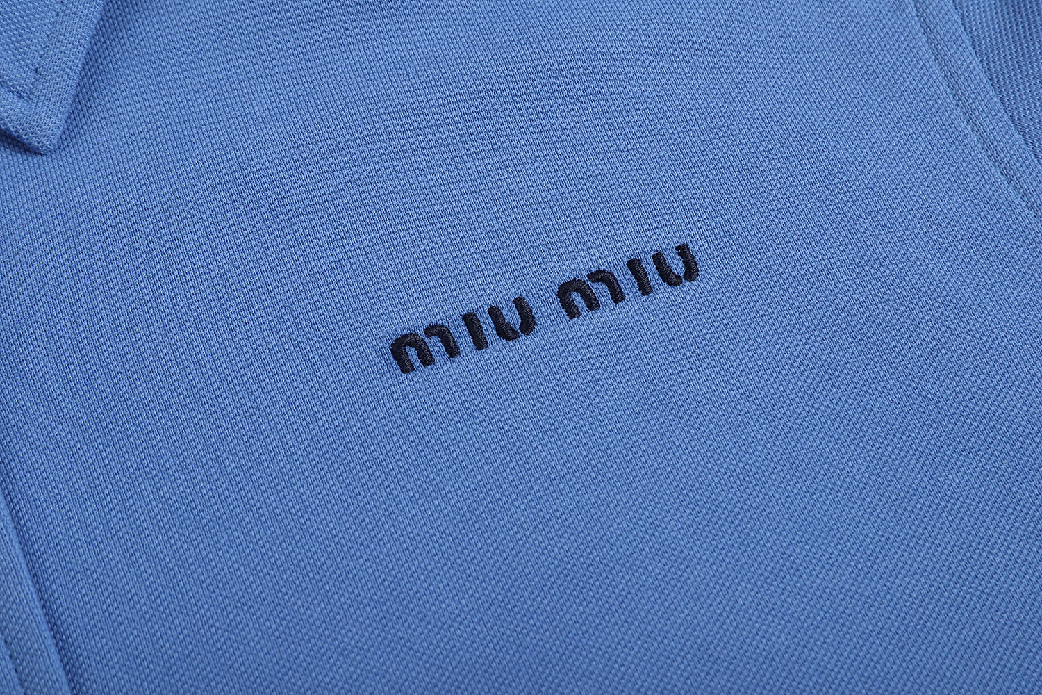 MIU MIU 缪缪 刺绣字母logo棉质衬衫 外套 长袖 蓝色 A5 MK1980-14RW-F0237-S-OOO