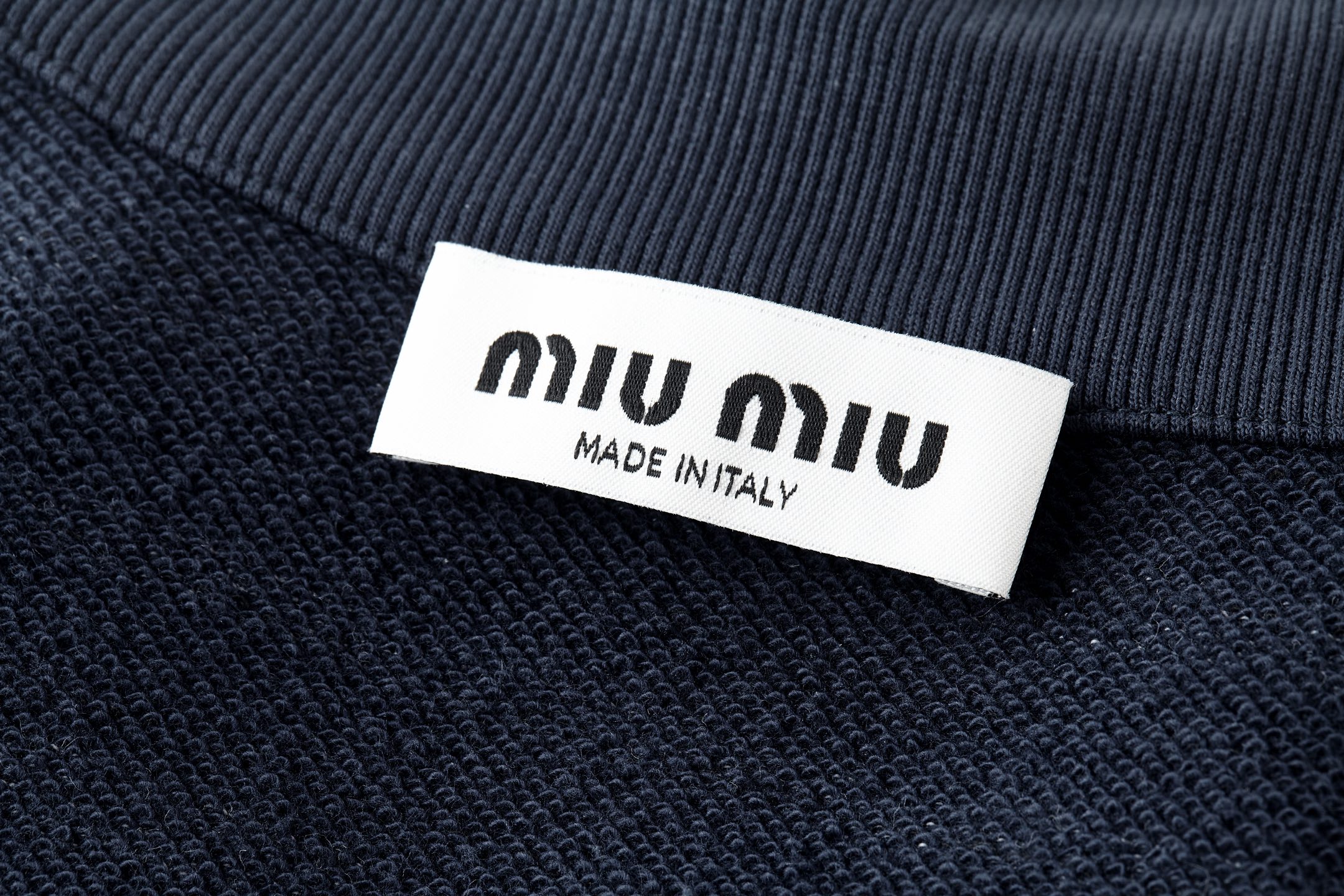 MIU MIU 缪缪 条纹刺绣字母logo半拉链Polo衫 卫衣 外套 长袖 海军蓝 B0 MJL773-174V-F022X-S-OOO