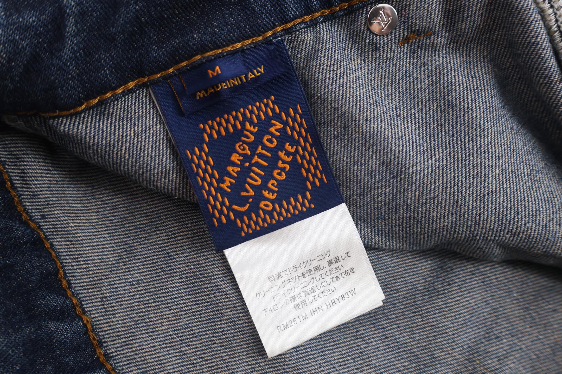 LOUIS VUITTON 路易威登 LV Nigo联名款 靴线绣花牛仔裤 七分裤 短裤  裤子 蓝色 B0 1AILV4