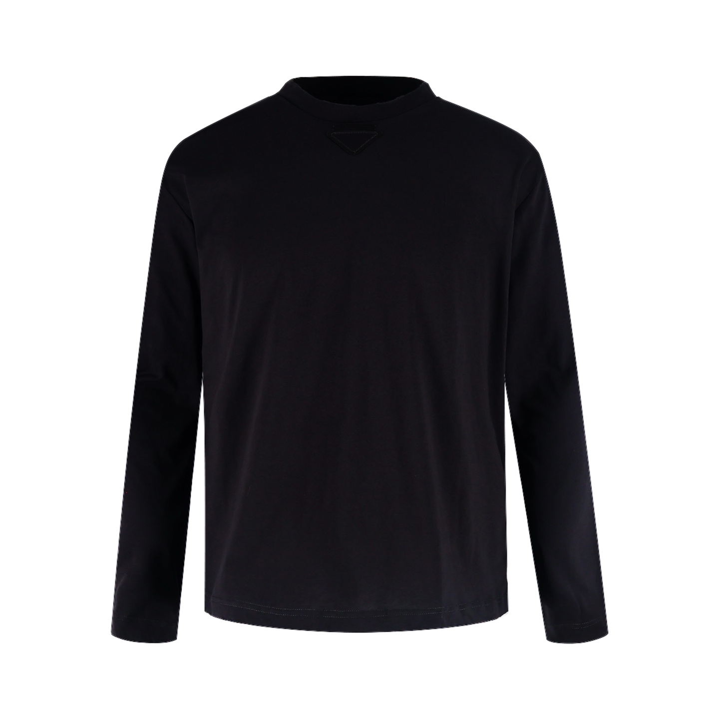 PRADA 普拉达 纯色贴标圆领T恤 打底衫 长袖 黑色 A5 