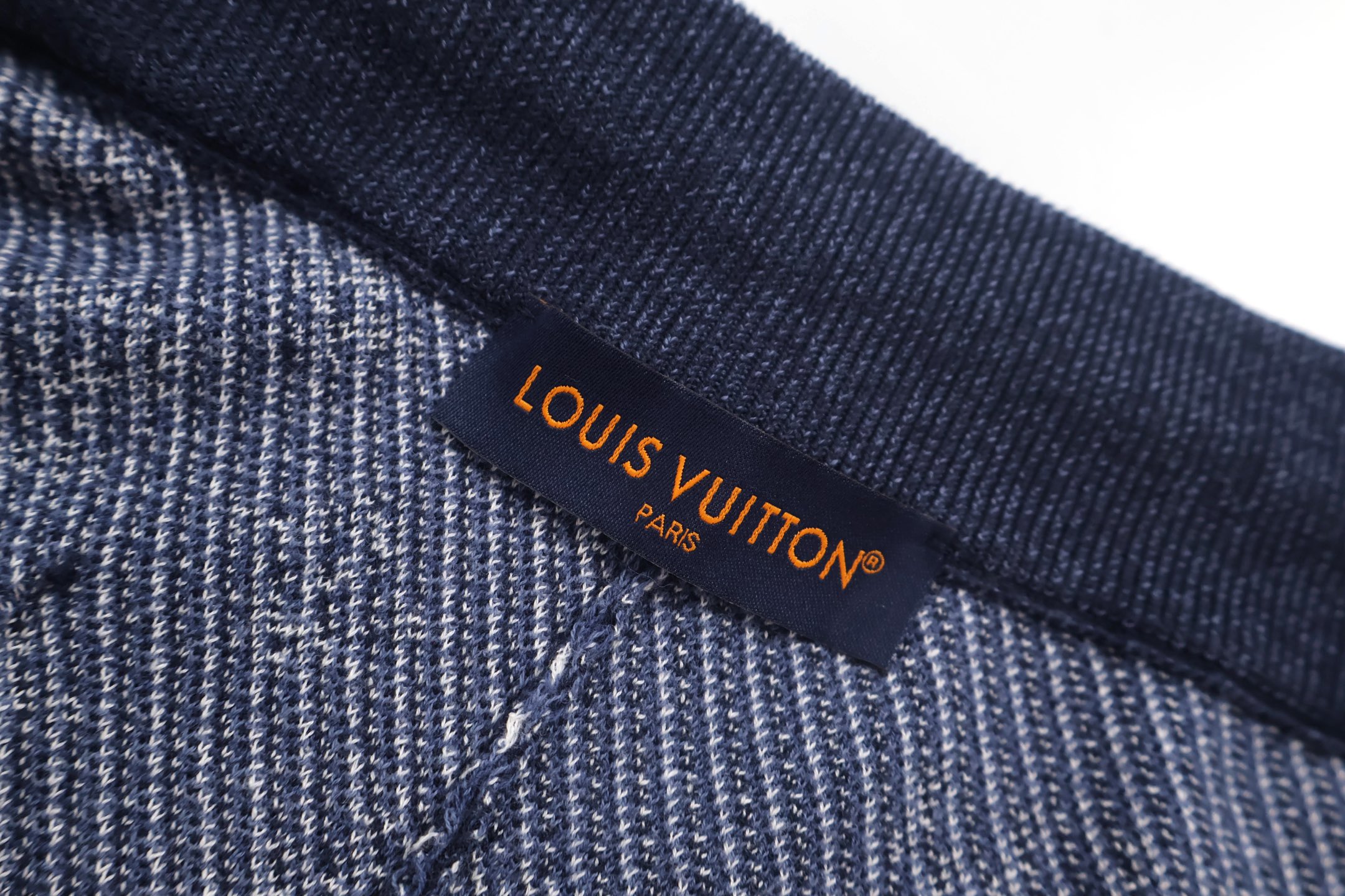 LOUIS VUITTON 路易威登 LV Nigo联名款 棋盘格拼接字母logo毛织松紧腰抽绳短裤 休闲裤 裤子 蓝色 A5 1AIMC2