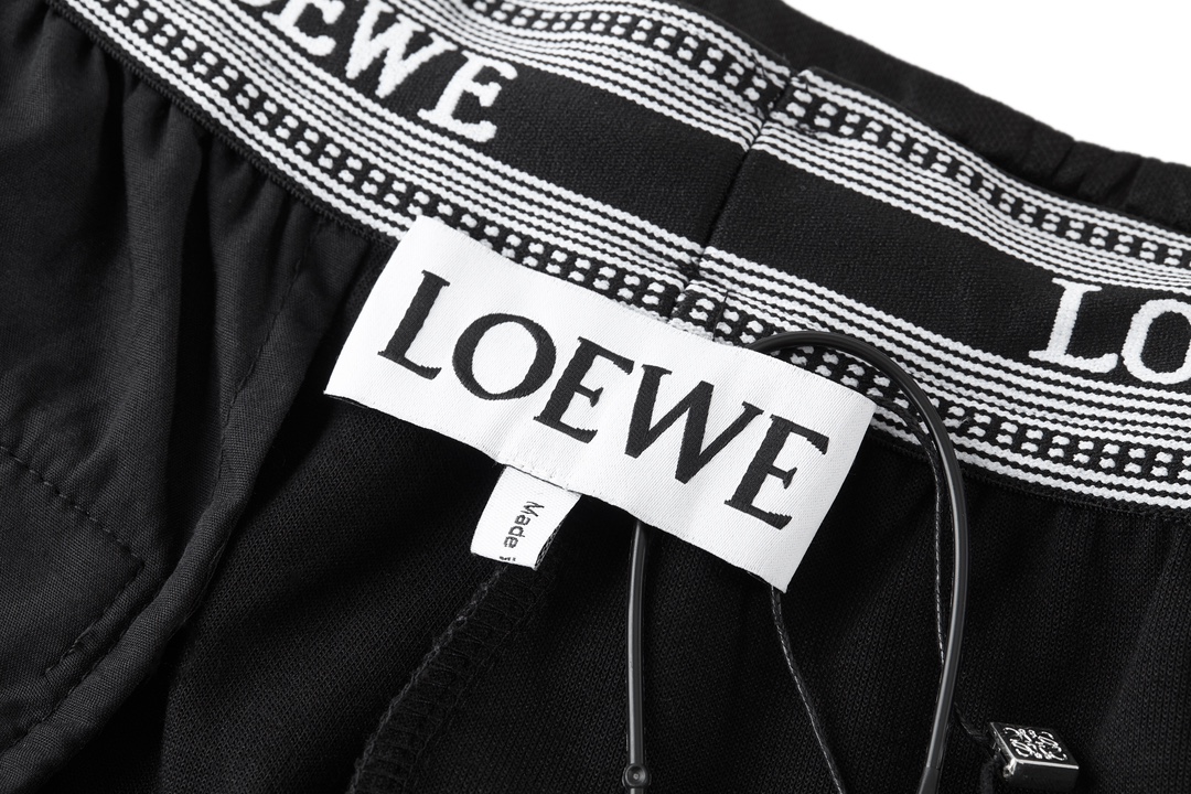 Loewe 罗意威 刺绣字母logo松紧腰休闲运动裤 长裤 裤子 黑色 B0 HSM1Y04X07-1100
