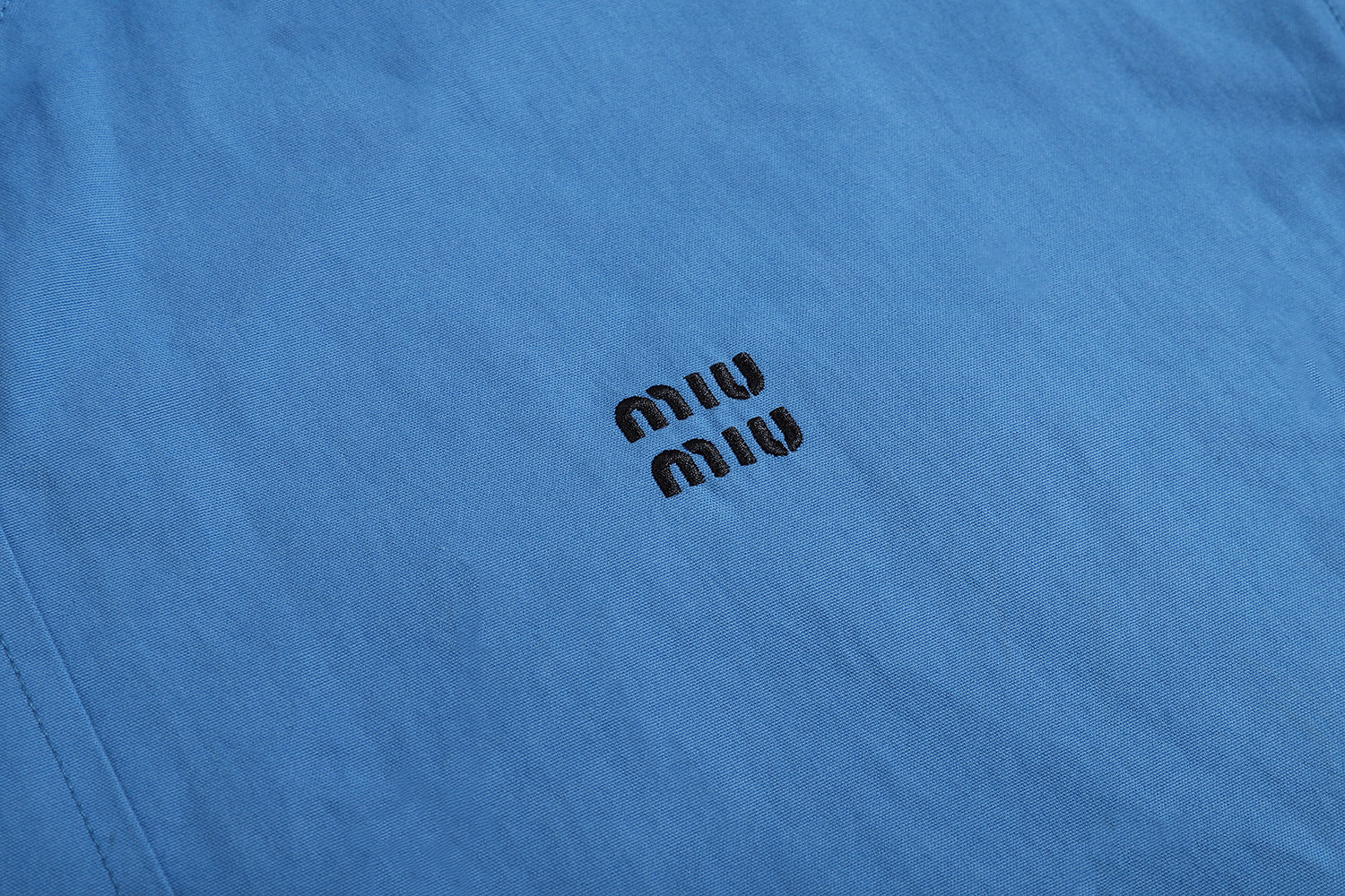 MIU MIU 缪缪 纯色刺绣logo徽标翻领夹克 外套 长袖 蓝色 B0 ML1263-1BMS-F0237-S-OOO