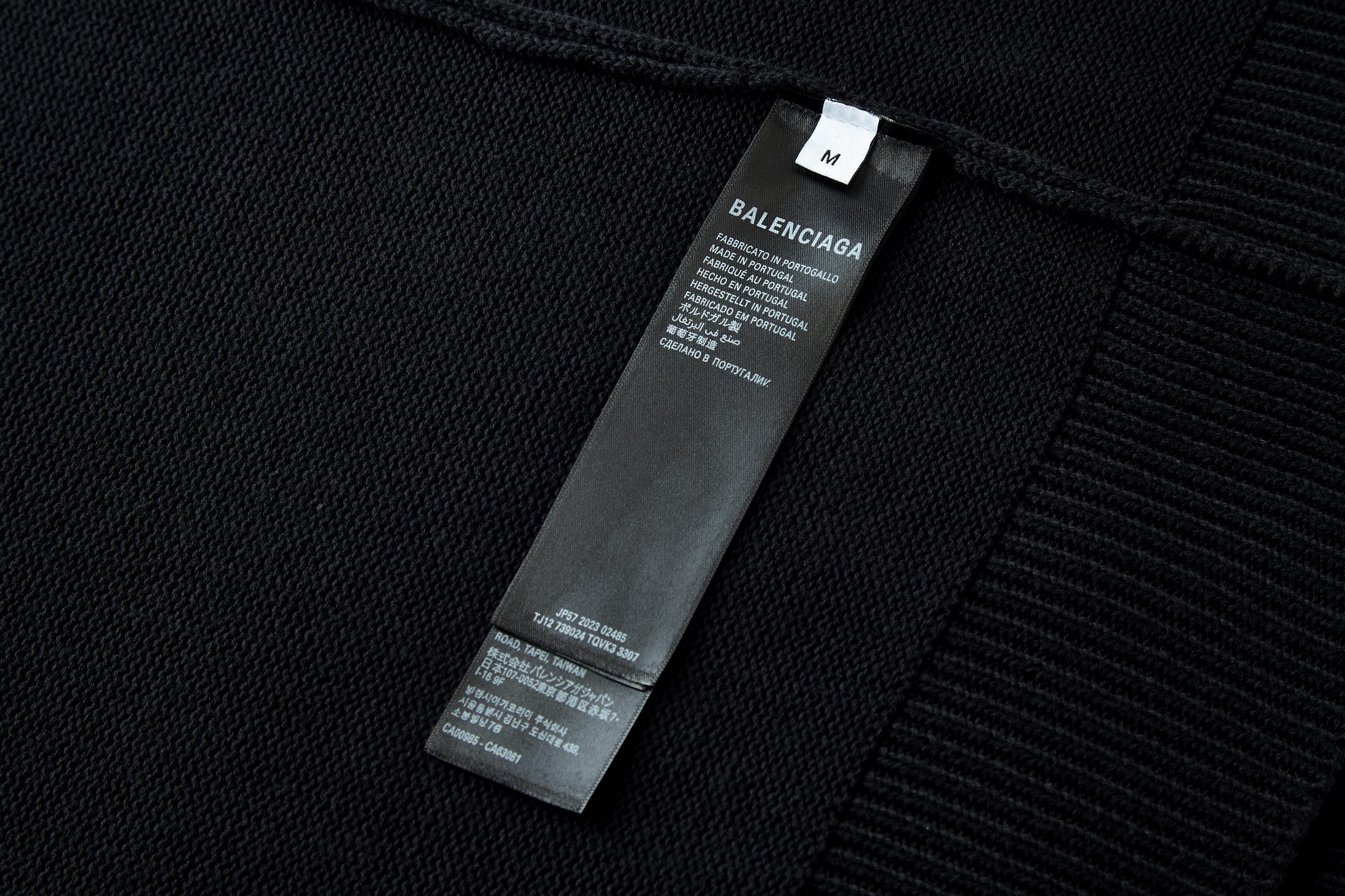 Balenciaga 巴黎世家 麦穗字母logo图案针织衫 毛衣 外套 长袖 A5 黑色 