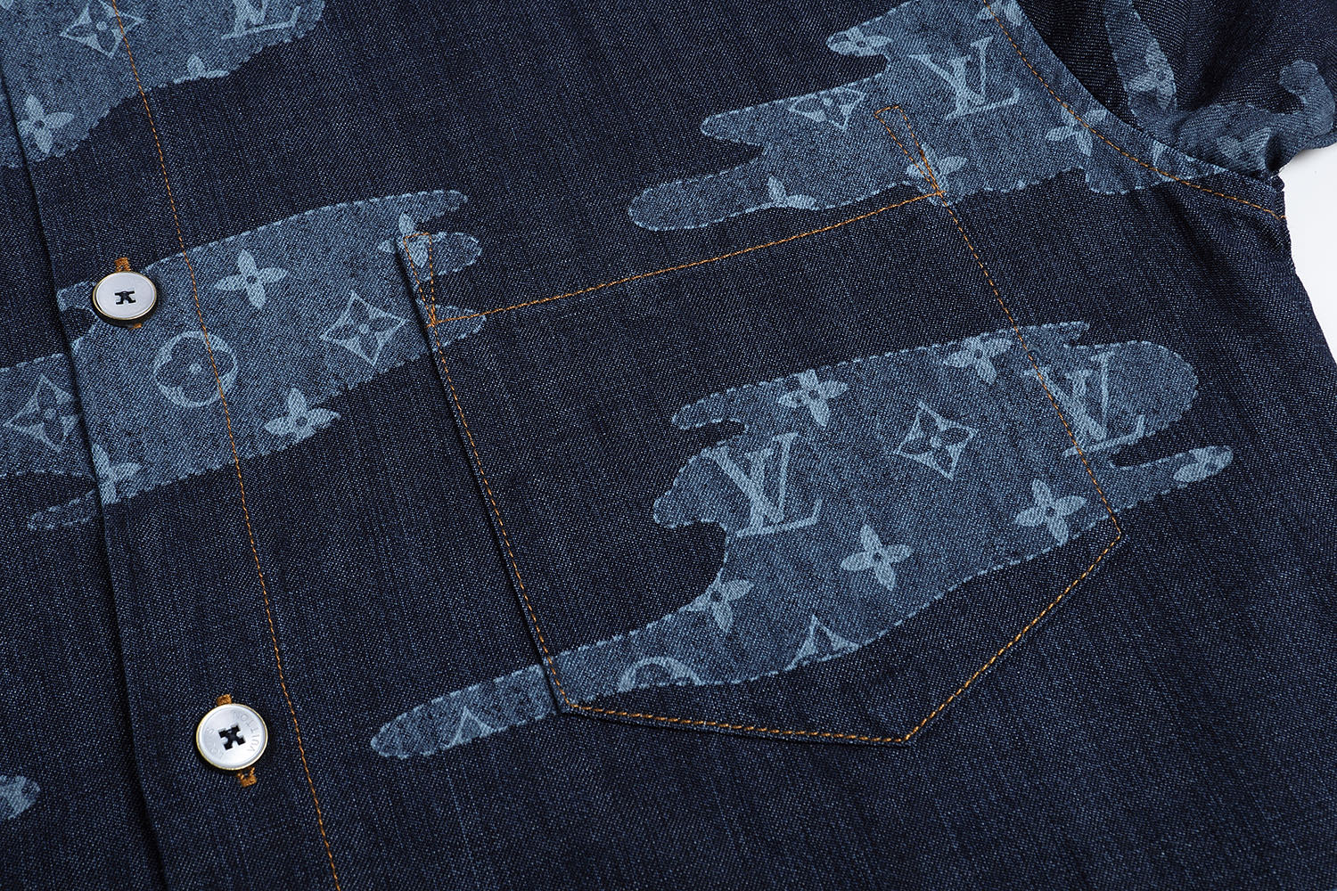 LOUIS VUITTON 路易威登 LV Nigo 联名款 云朵青年布翻领衬衫 短袖 蓝色 A5 1AIMJ6