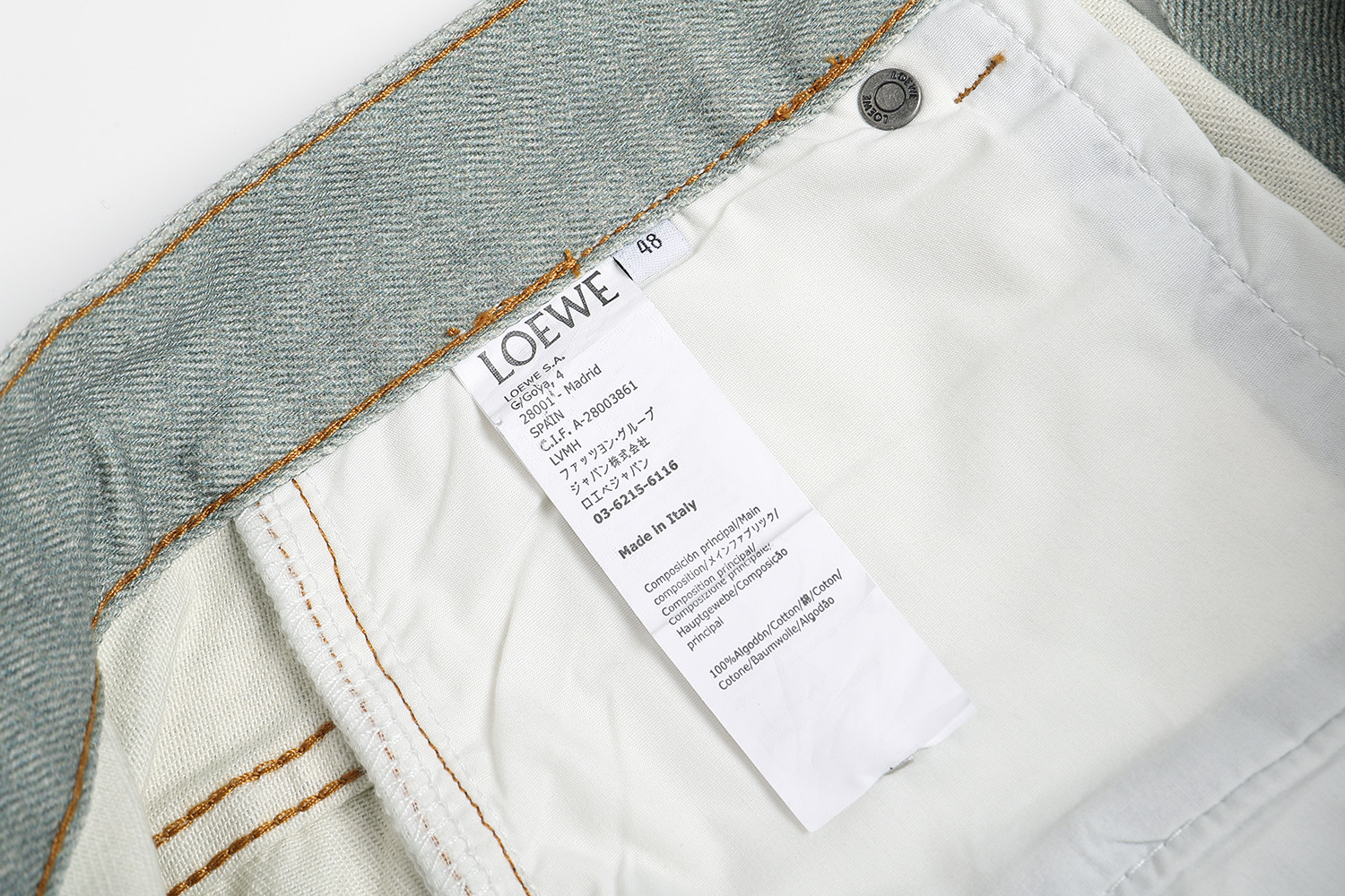 Loewe 罗意威 丹宁水洗牛仔裤 长裤 裤子 B0
