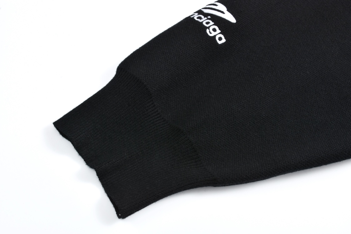 Balenciaga 巴黎世家 滑雪系列3B字母logo图案针织卫衣 毛衣 外套 长袖 白色 黑色 B0 807781T1701-9000