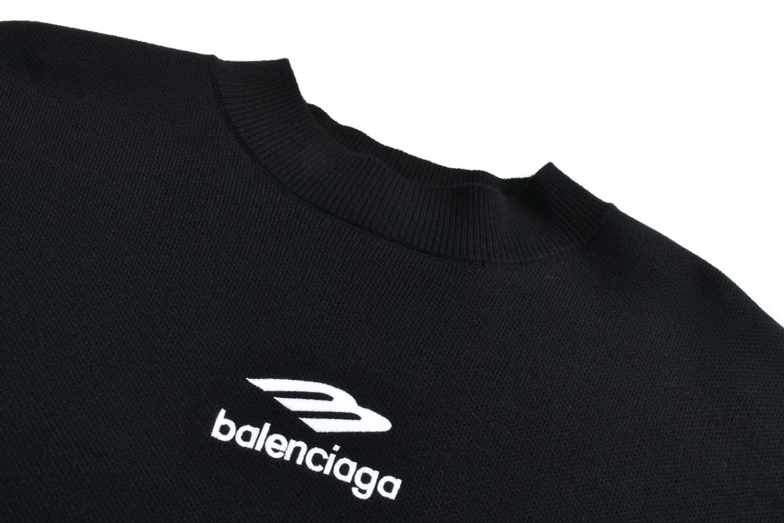 Balenciaga 巴黎世家 滑雪系列3B字母logo图案针织卫衣 毛衣 外套 长袖 白色 黑色 B0 807781T1701-9000