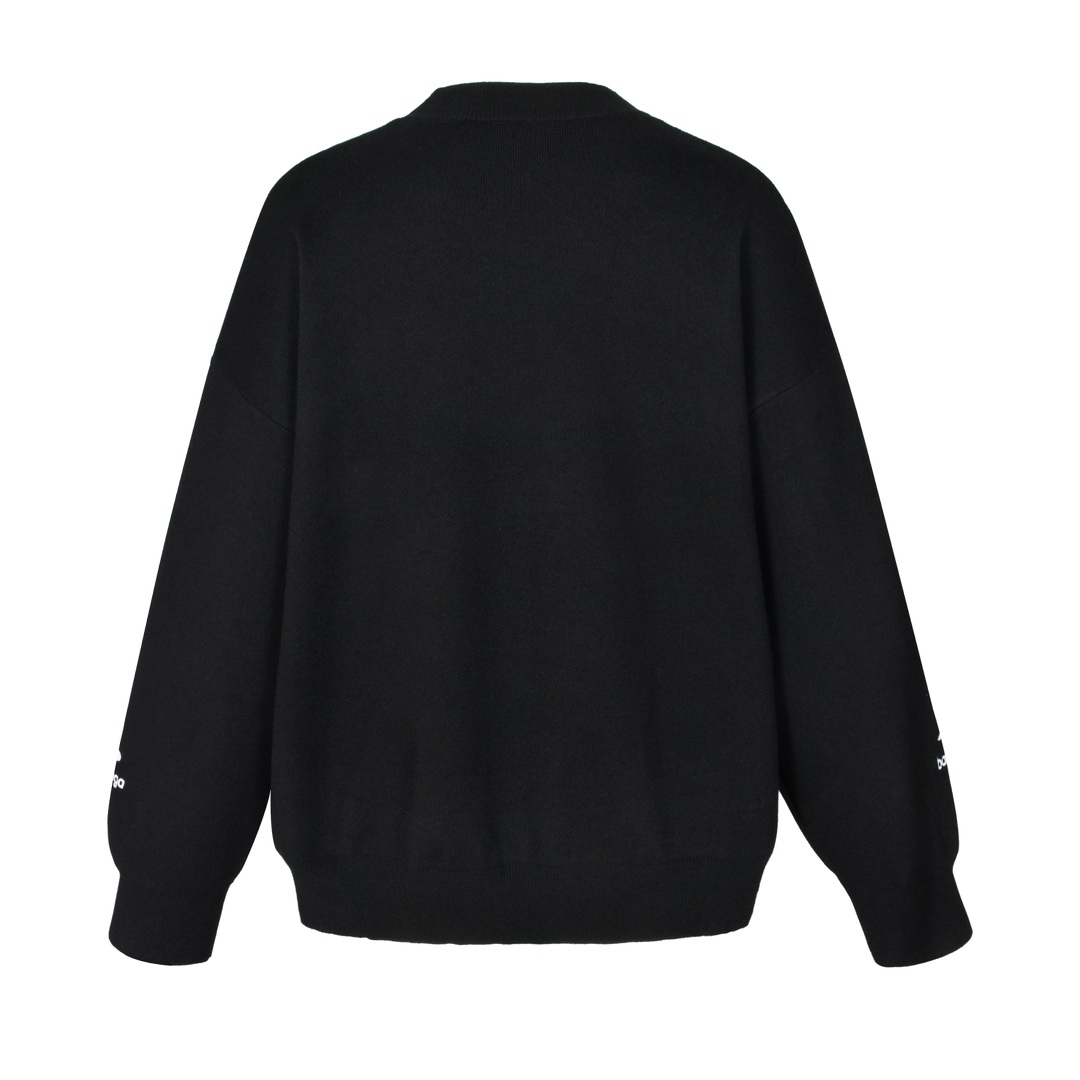 Balenciaga 巴黎世家 滑雪系列3B字母logo图案针织卫衣 毛衣 外套 长袖 白色 黑色 B0 807781T1701-9000