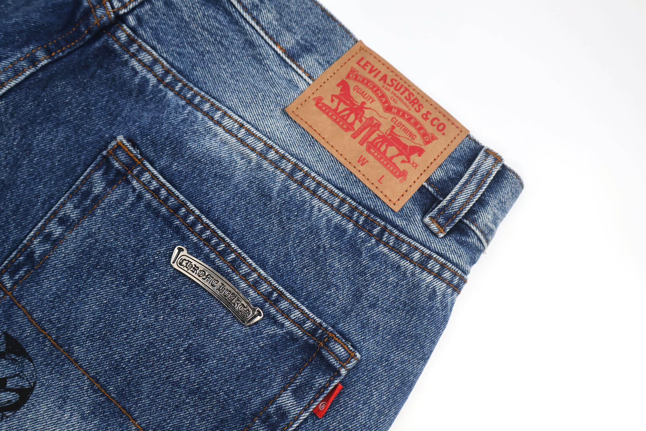 Chrome Hearts 克罗心工装牛仔裤 长裤 休闲裤 黑色 灰色 蓝色 C0