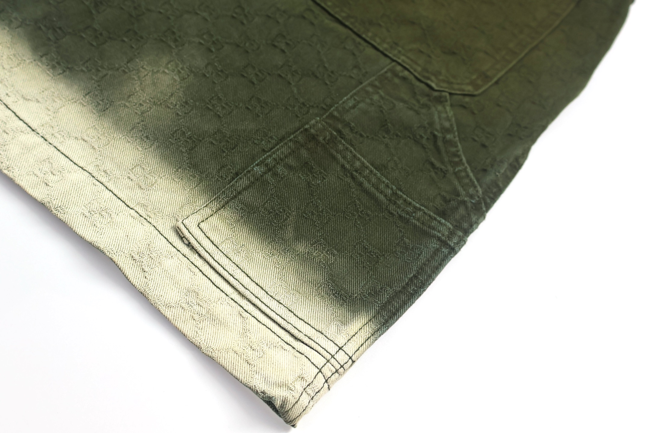 GUGGI 古驰 暗纹提花渐变牛仔裤 短裤 裤子 五分裤 绿色 B0 832377-XDDBB-3058