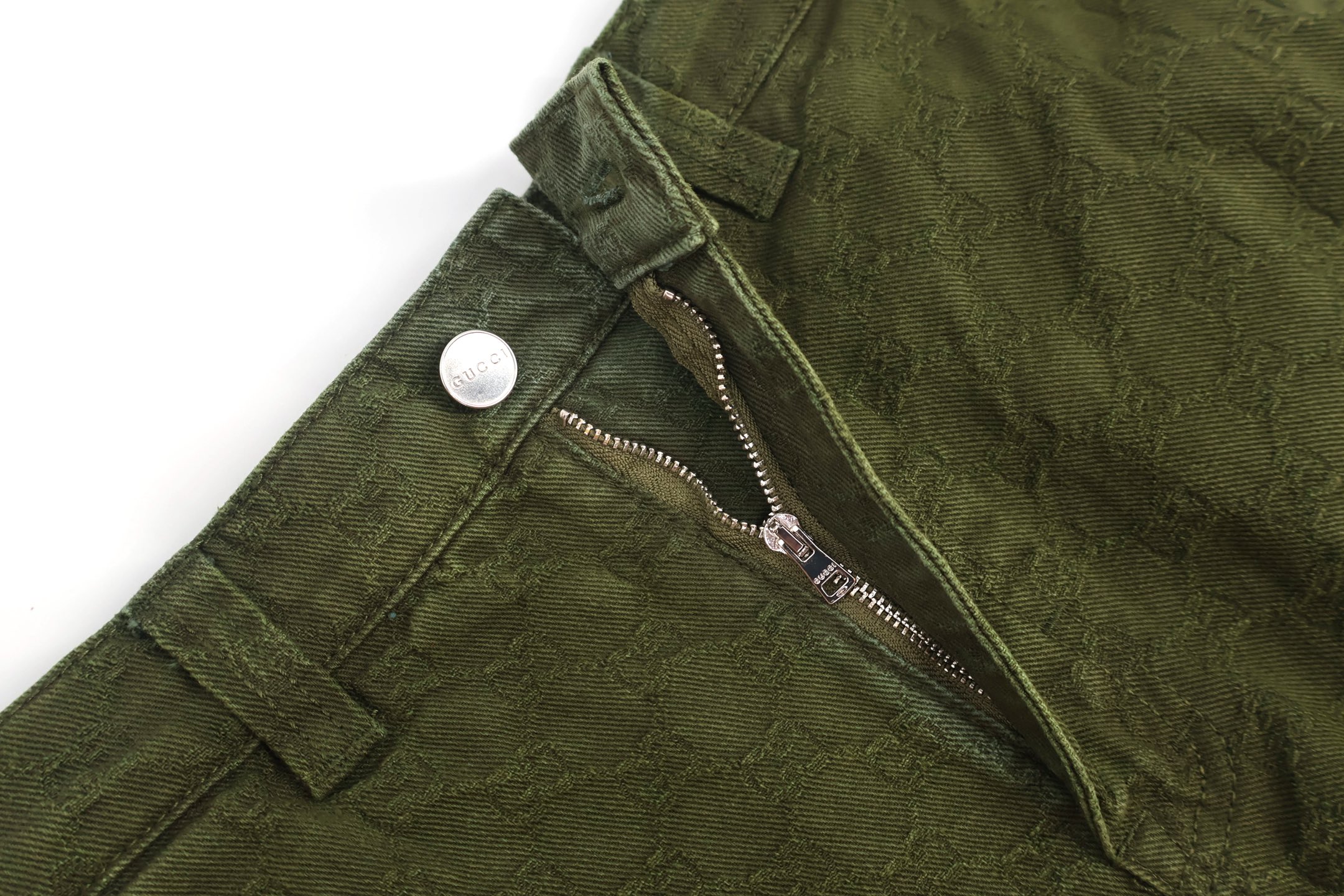 GUGGI 古驰 暗纹提花渐变牛仔裤 短裤 裤子 五分裤 绿色 B0 832377-XDDBB-3058