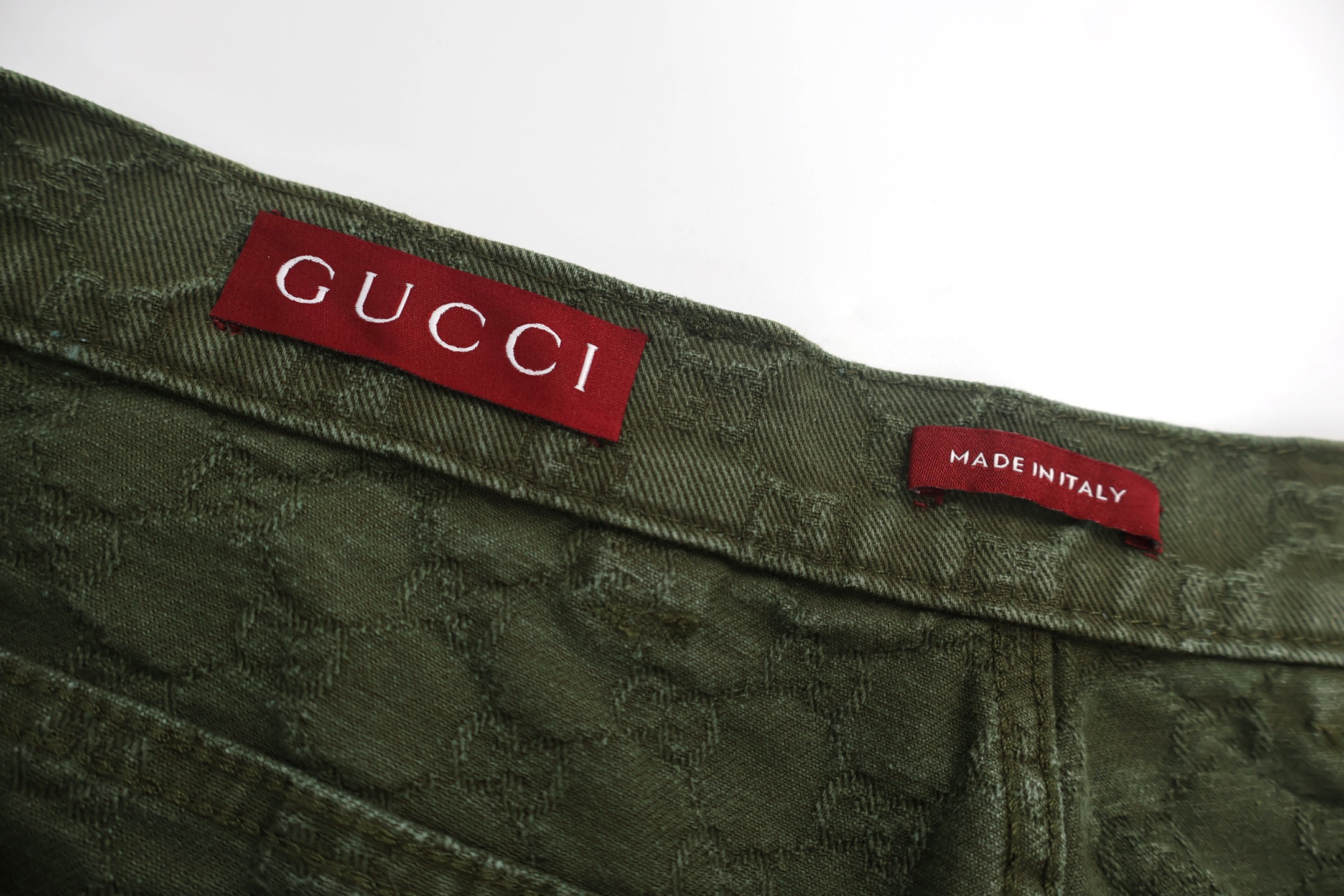 GUGGI 古驰 暗纹提花渐变牛仔裤 短裤 裤子 五分裤 绿色 B0 832377-XDDBB-3058