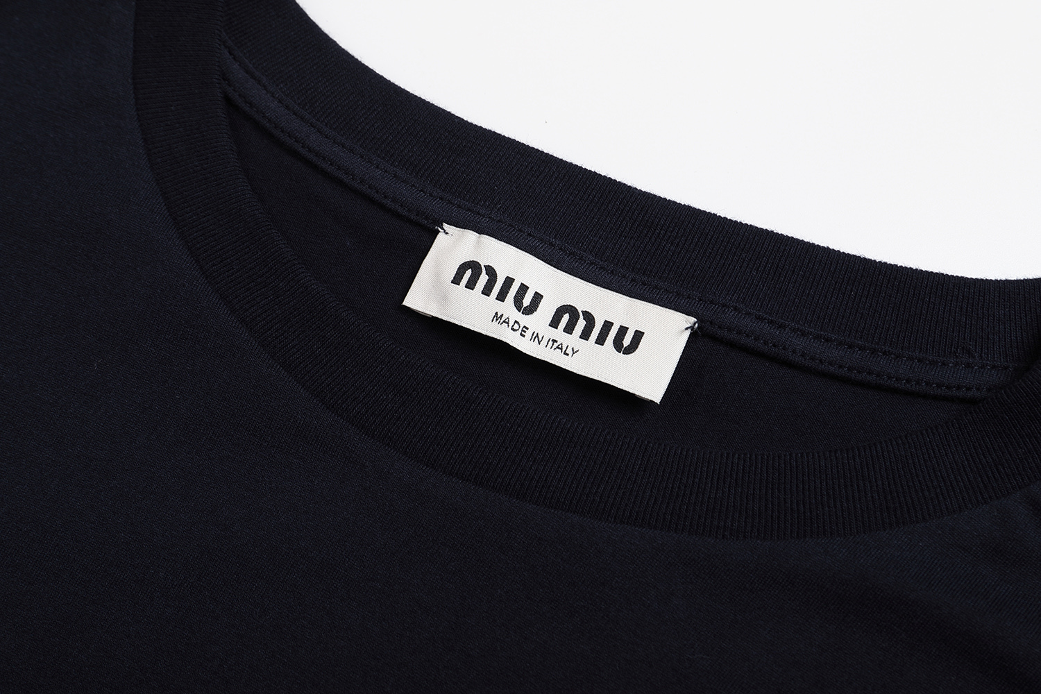 MIU MIU 缪缪 刺绣logoT恤 打底衫 卫衣 长袖 藏蓝色 A5 MJL087-1610-F0008-SOOO