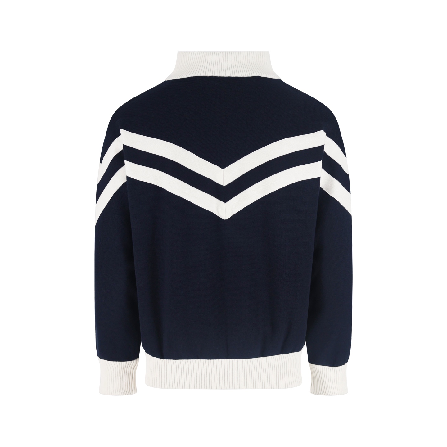 LOUIS VUITTON 路易威登 拼色条纹立领拉链针织外套 夹克 长袖 白色 藏蓝色 1AFQP