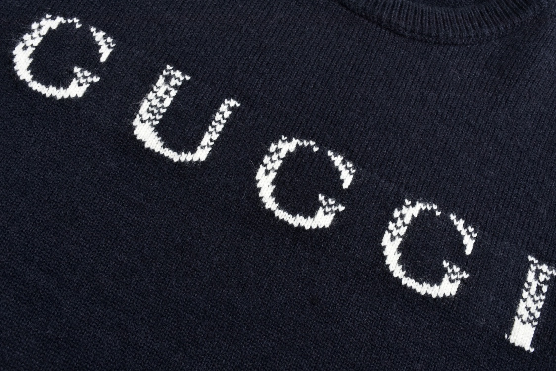 GUCCl 古驰 消散字母logo圆领毛衣 外套 长袖 藏蓝色 B0 795834-XKD7K-4594